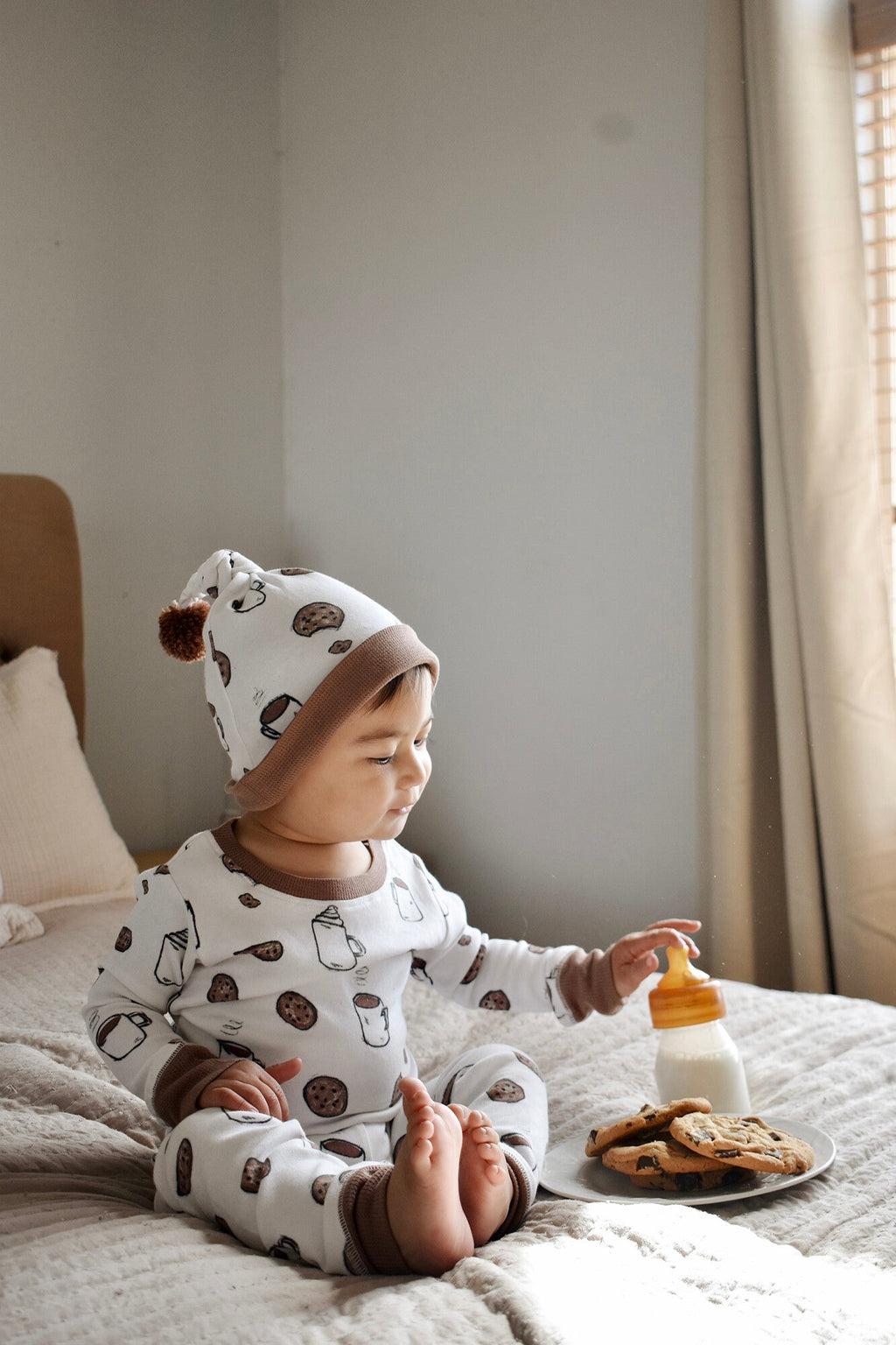 Waiting For Santa - Kids' Organic Holiday PJ & Cap Set