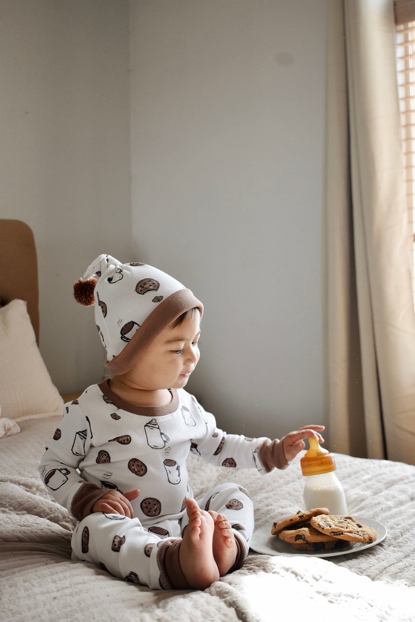 Waiting For Santa - Kids' Organic Holiday PJ & Cap Set