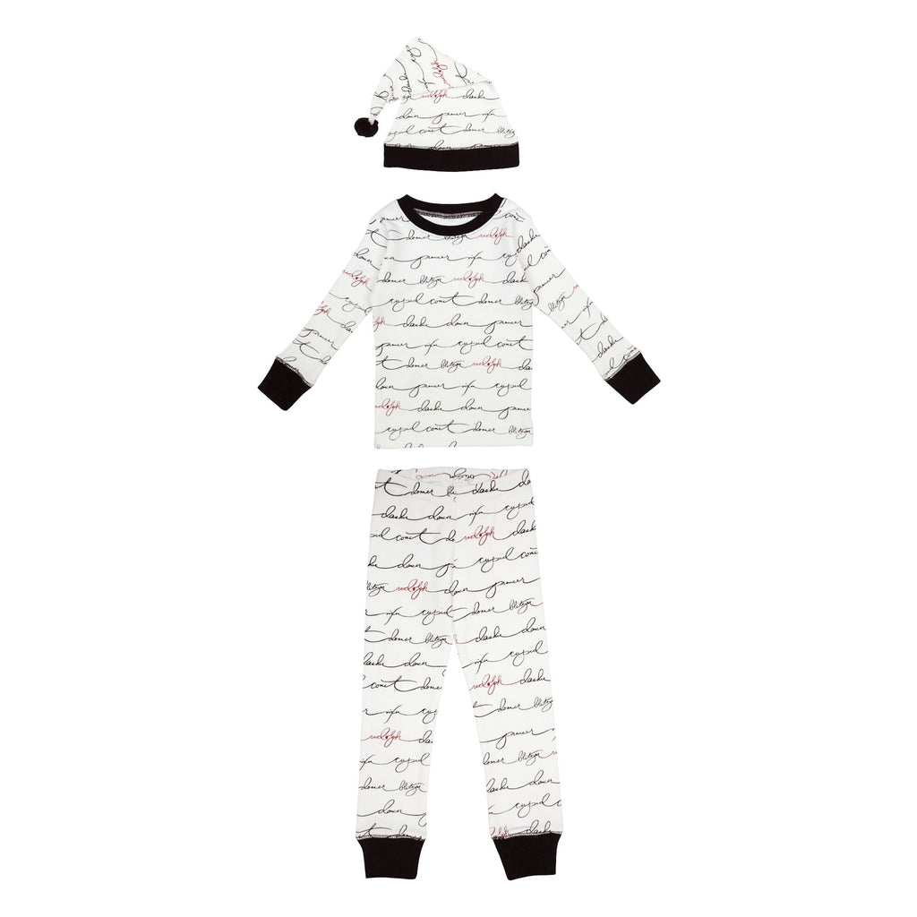 Writing Reindeer - Kids' Organic Holiday PJ & Cap Set