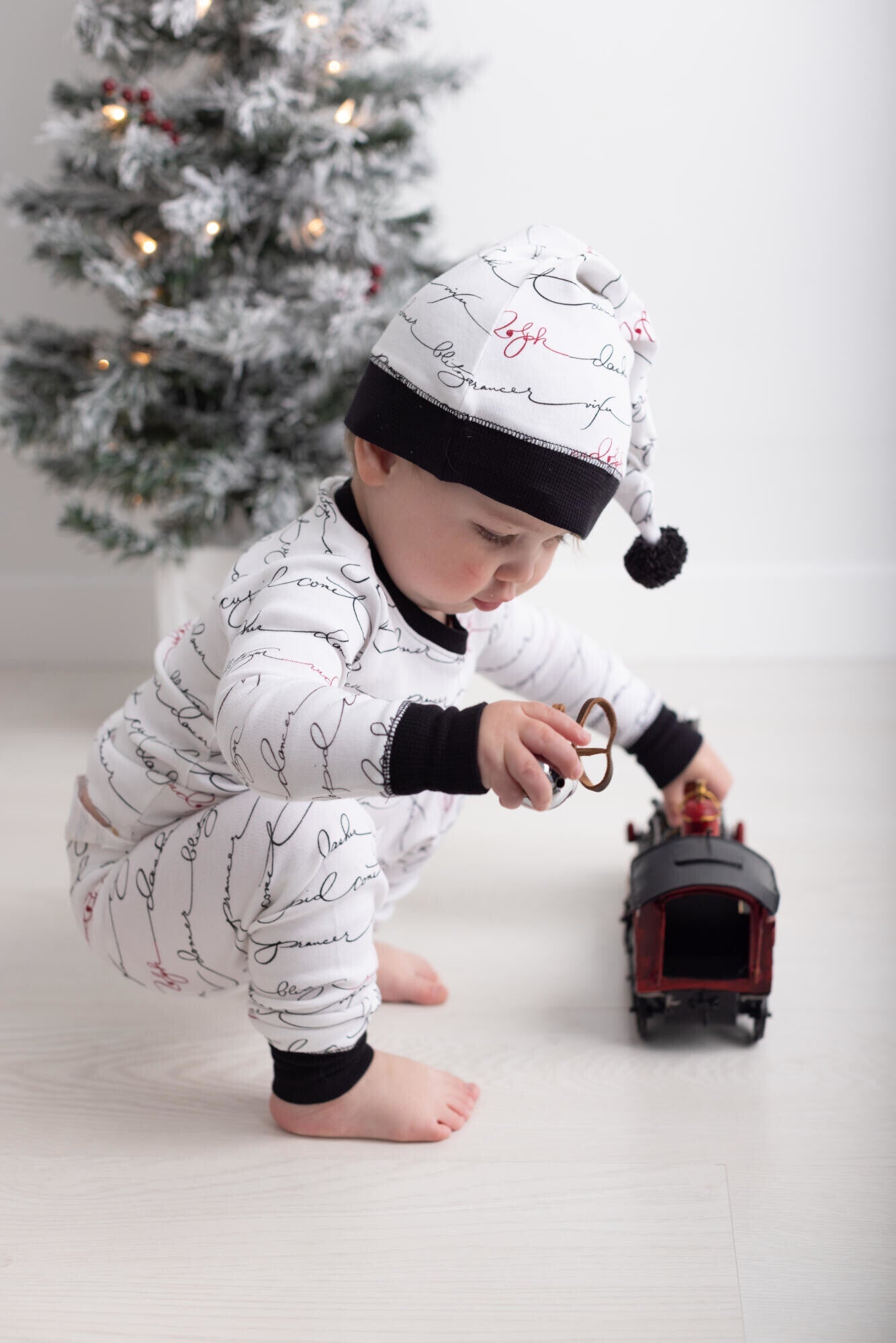 Writing Reindeer - Kids' Organic Holiday PJ & Cap Set
