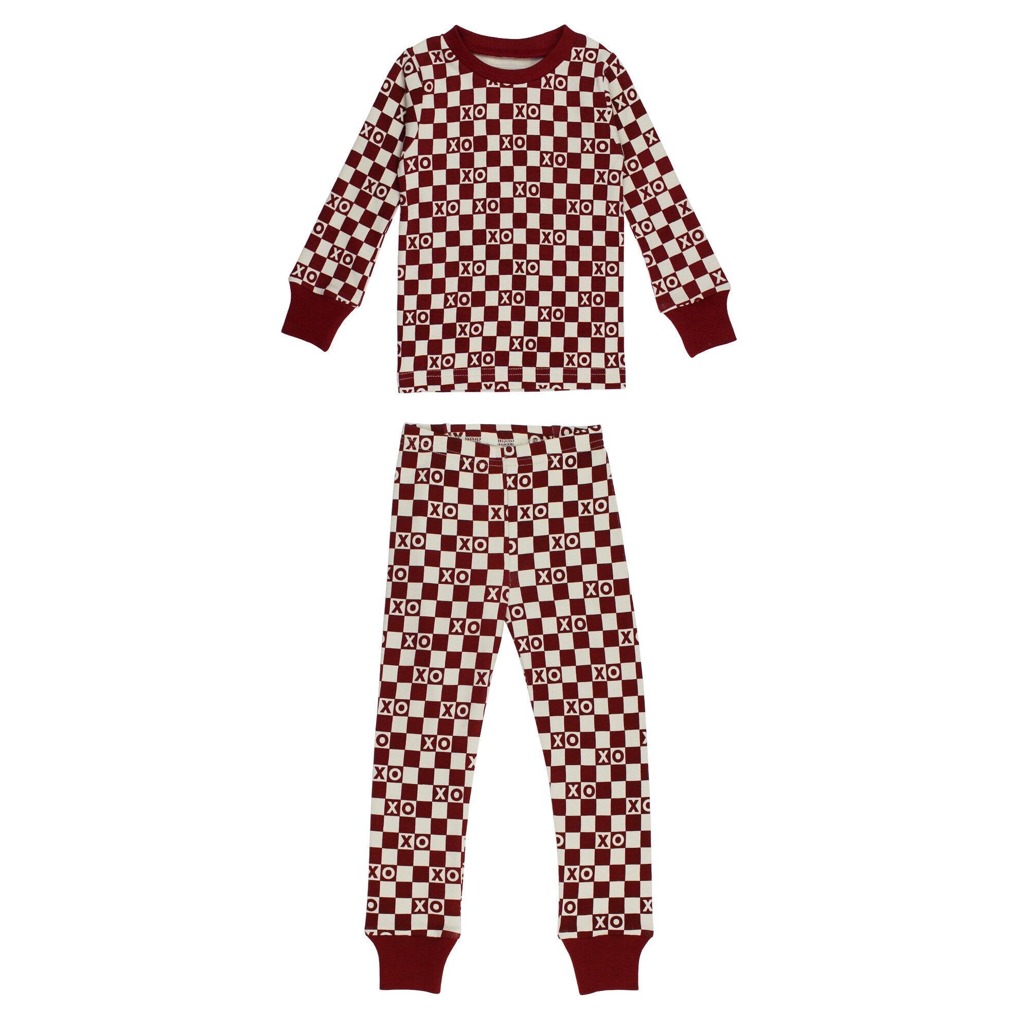 Crimson XO Checker - Kids' Organic PJ Set