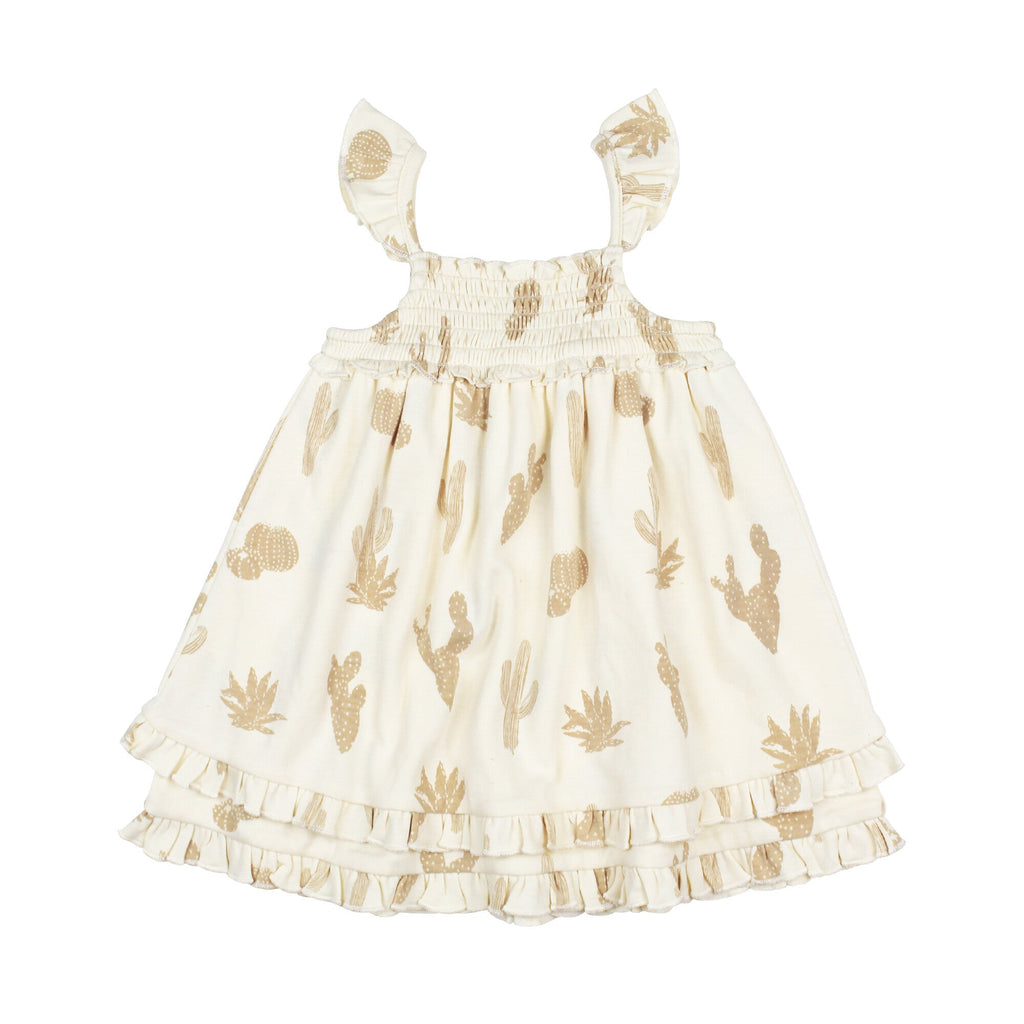 Buttercream Cactus - Kids' Organic Smocked Summer Dress