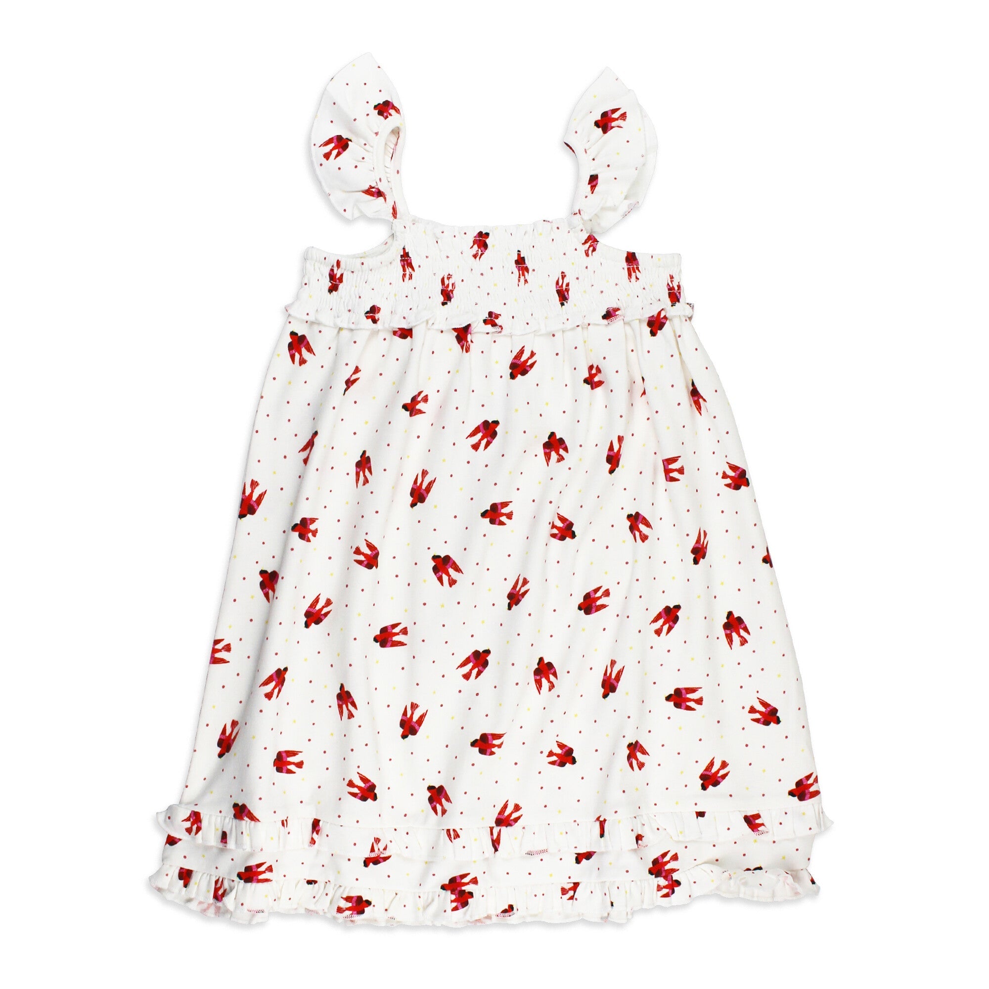 Red Bird - Kids' Organic Smocked Summer Dress
