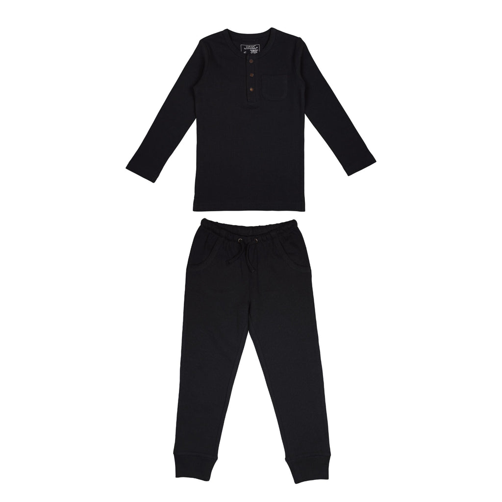 Black - Kids' Organic Thermal Lounge Set