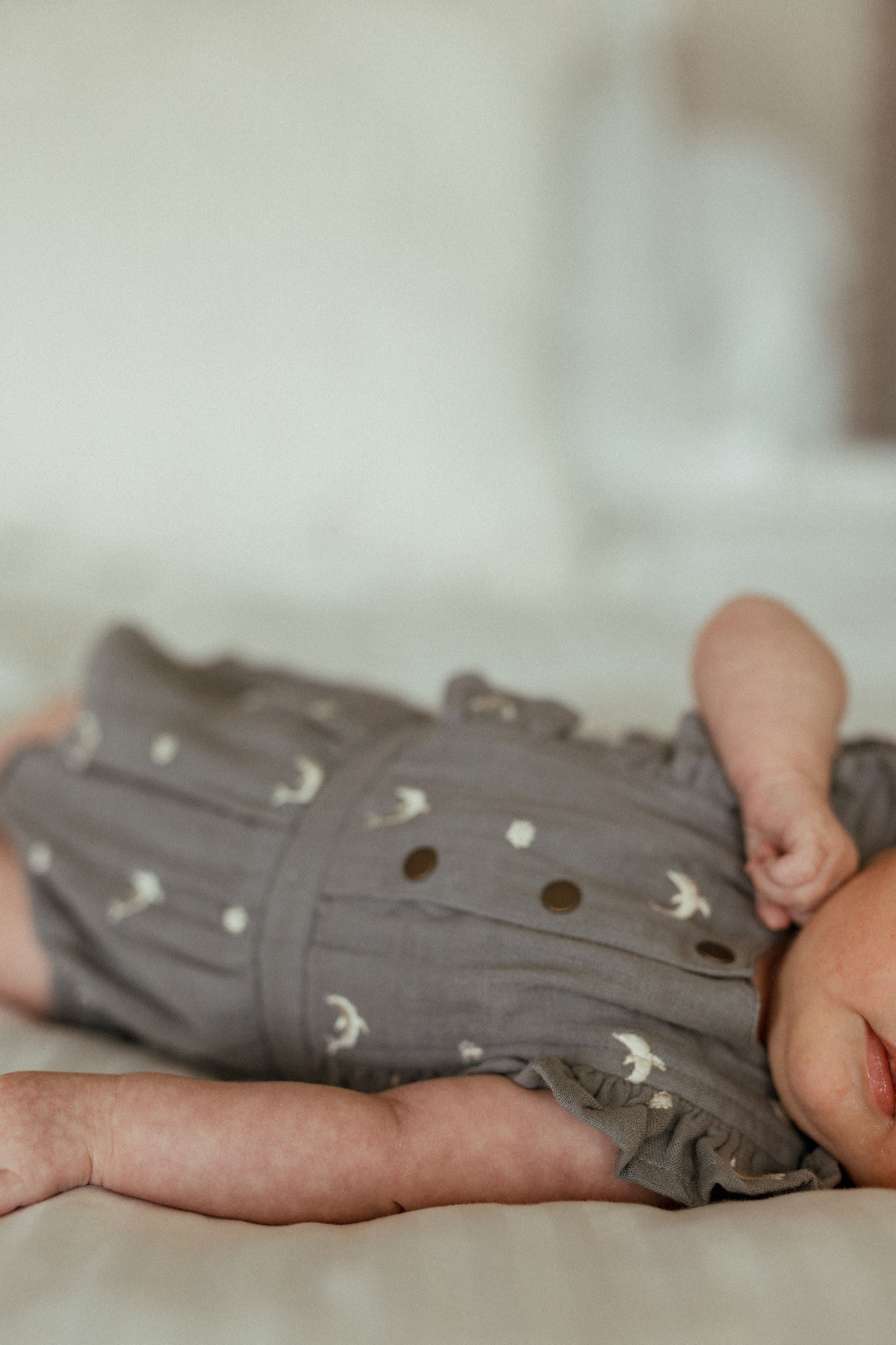 Moonstone Dolphin - Organic Muslin Ruffle Bodysuit