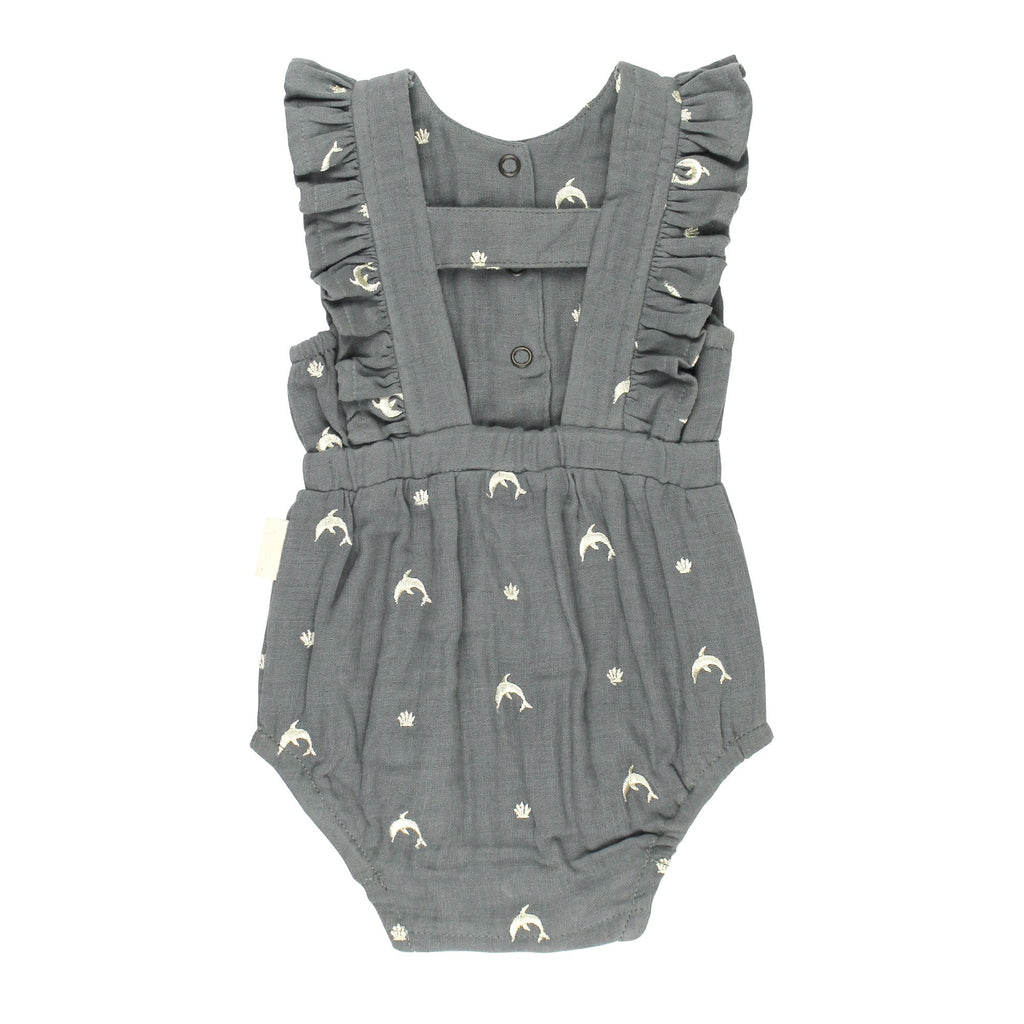 Moonstone Dolphin - Organic Muslin Ruffle Bodysuit