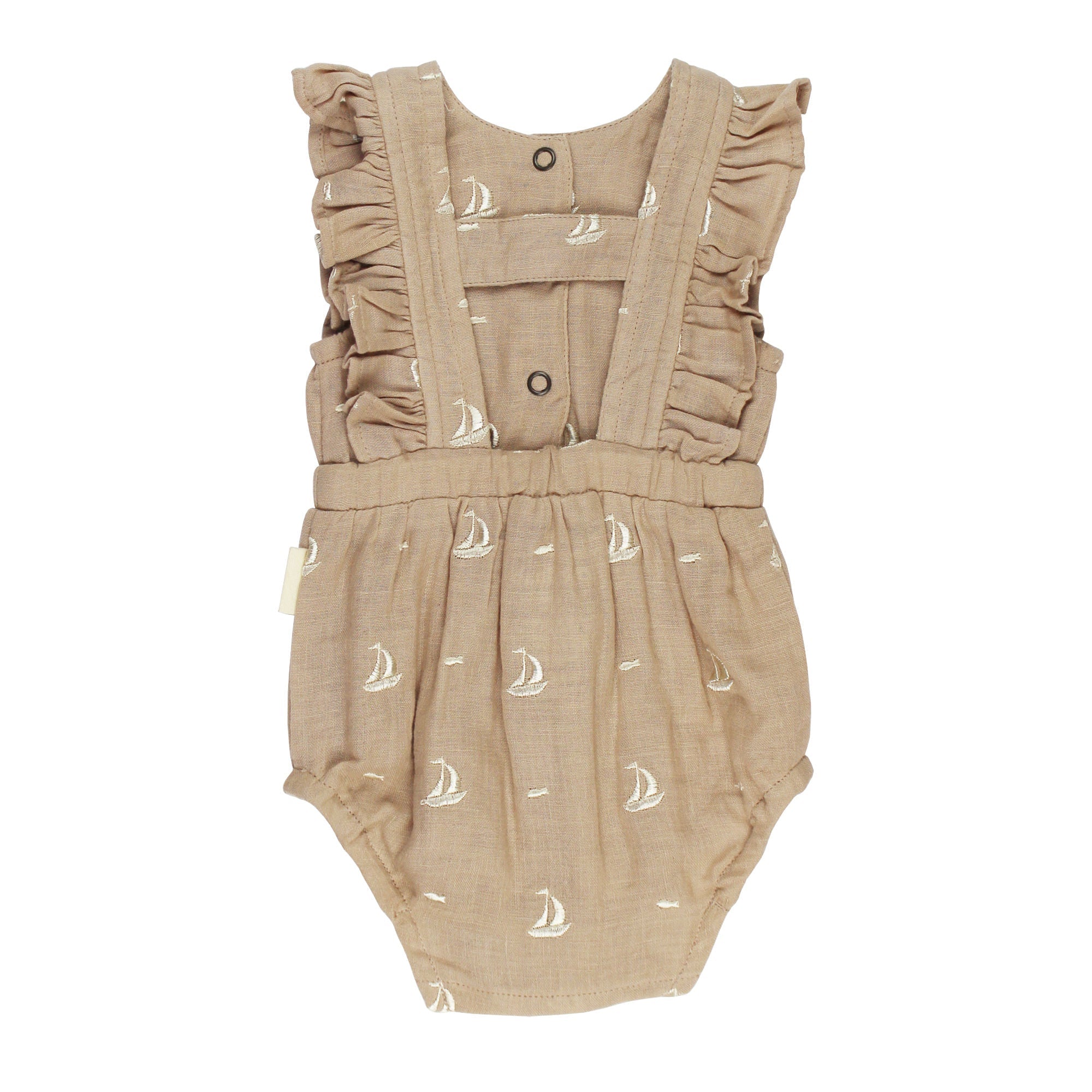 Oatmeal Sailboat - Organic Muslin Ruffle Bodysuit