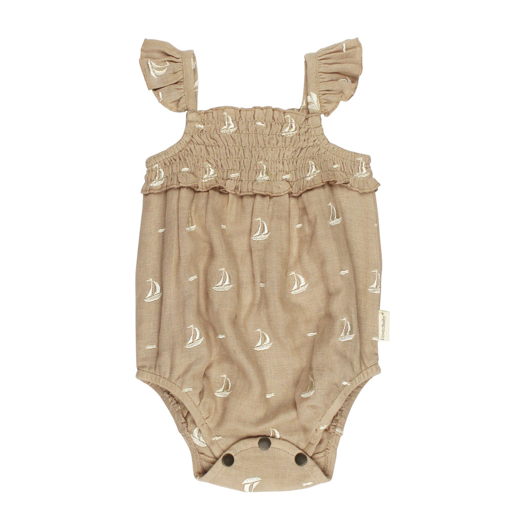 Oatmeal Sailboat - Organic Muslin Sleeveless Bodysuit