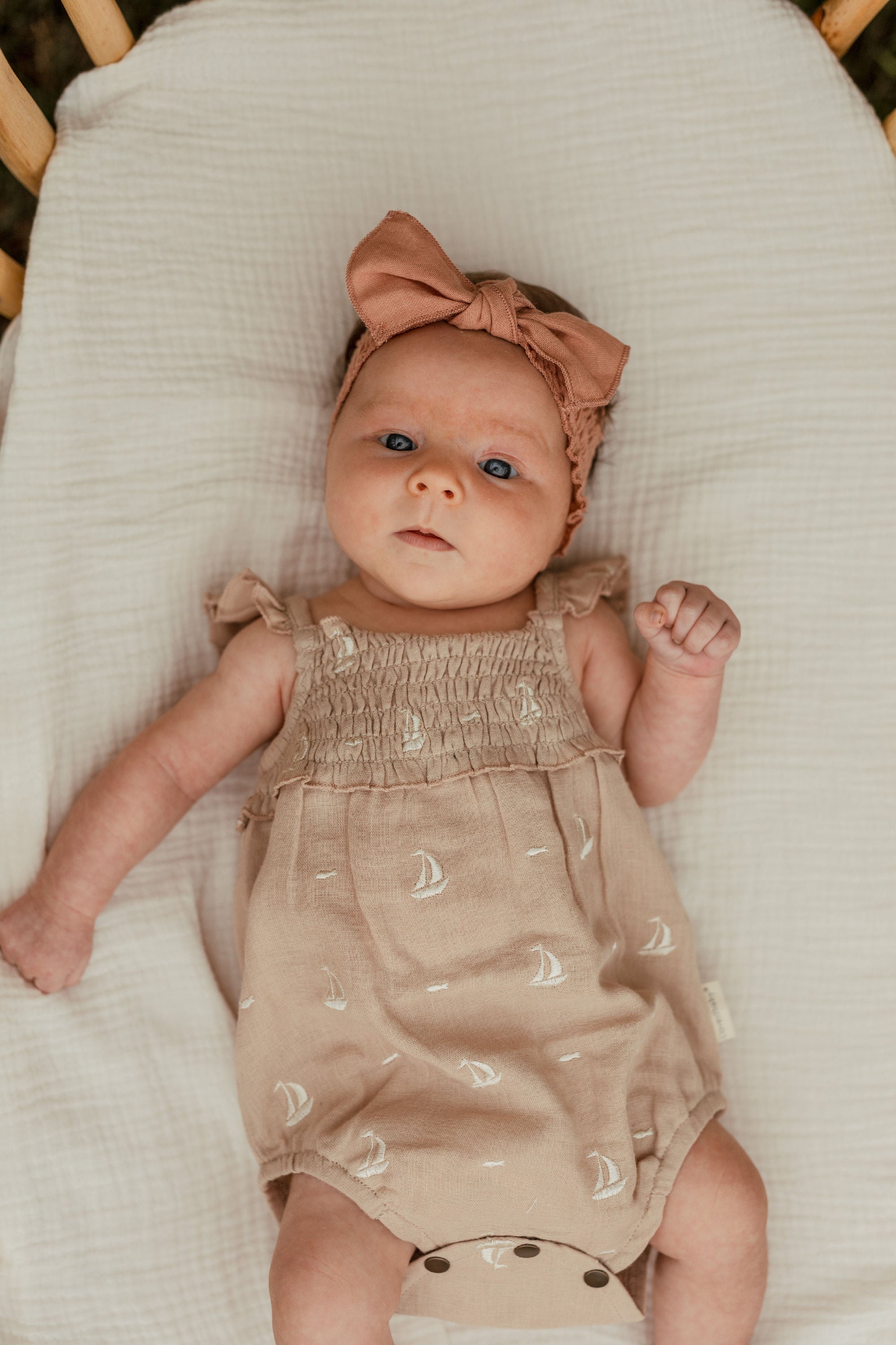 Oatmeal Sailboat - Organic Muslin Sleeveless Bodysuit