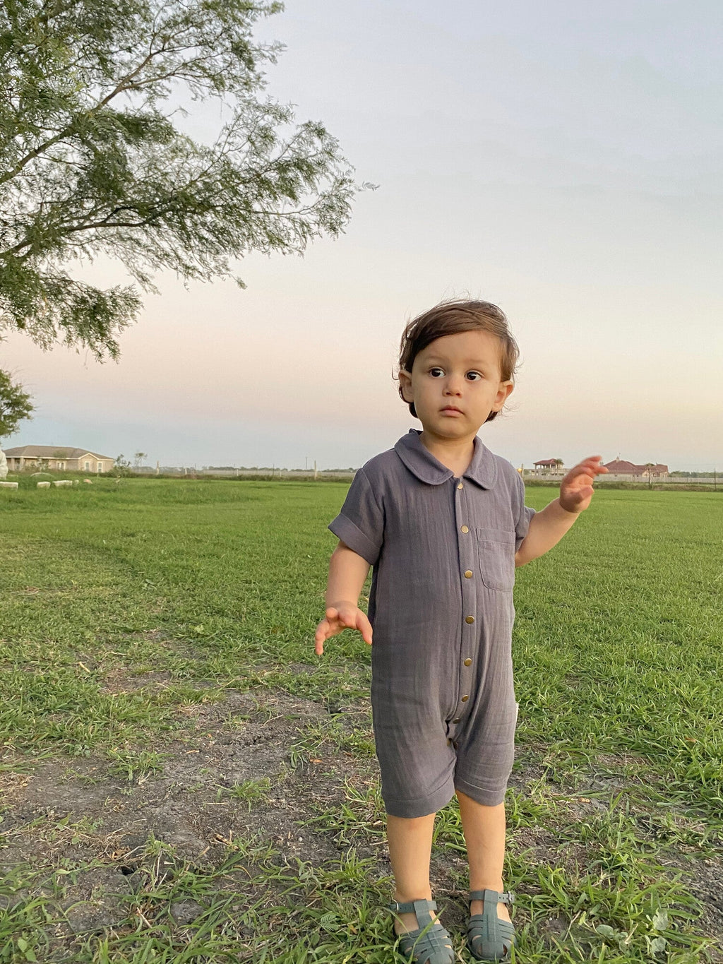 Dusk - Organic Muslin S/Sleeve Coverall