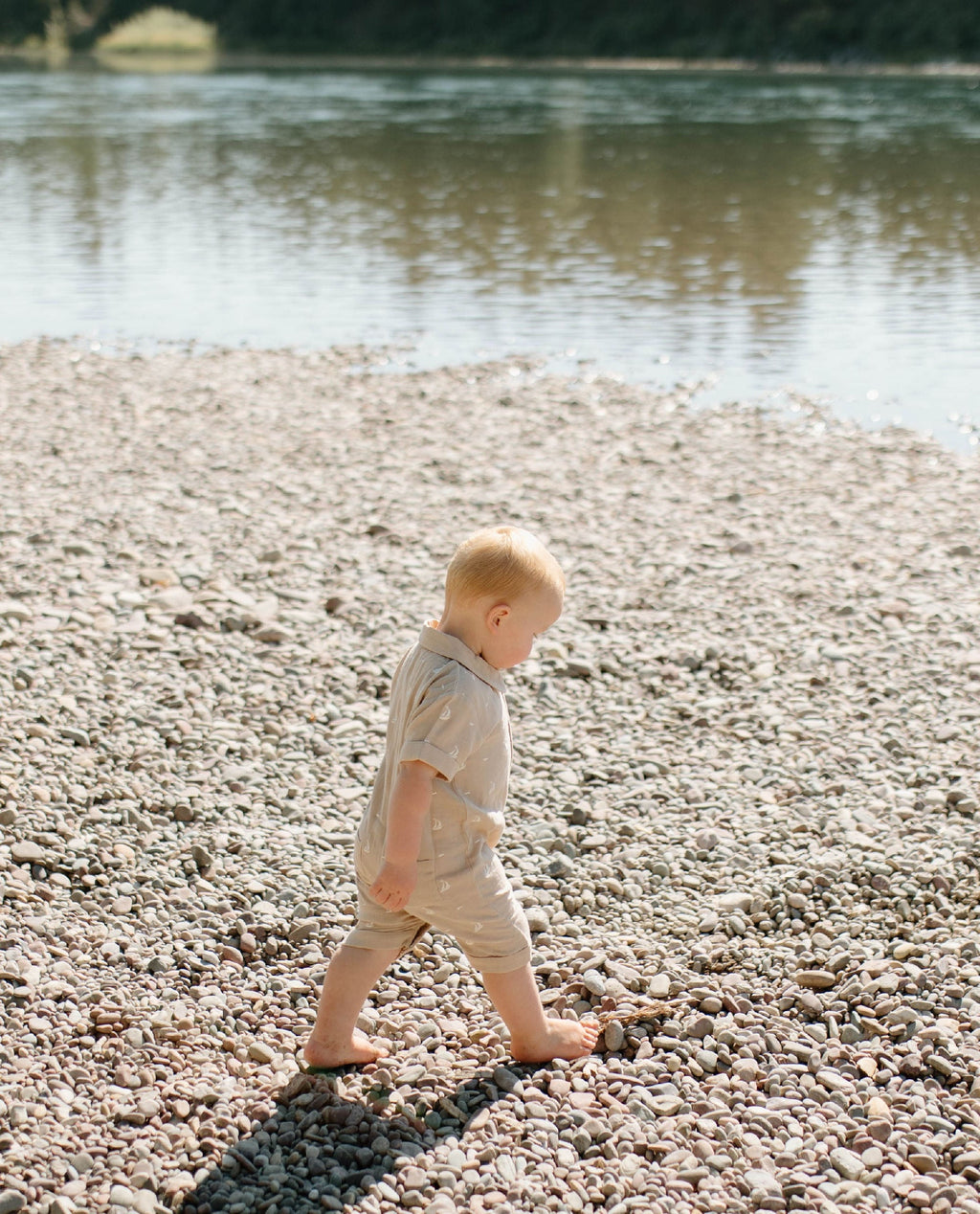 Oatmeal Sailboat - Organic Muslin S/Sleeve Coverall