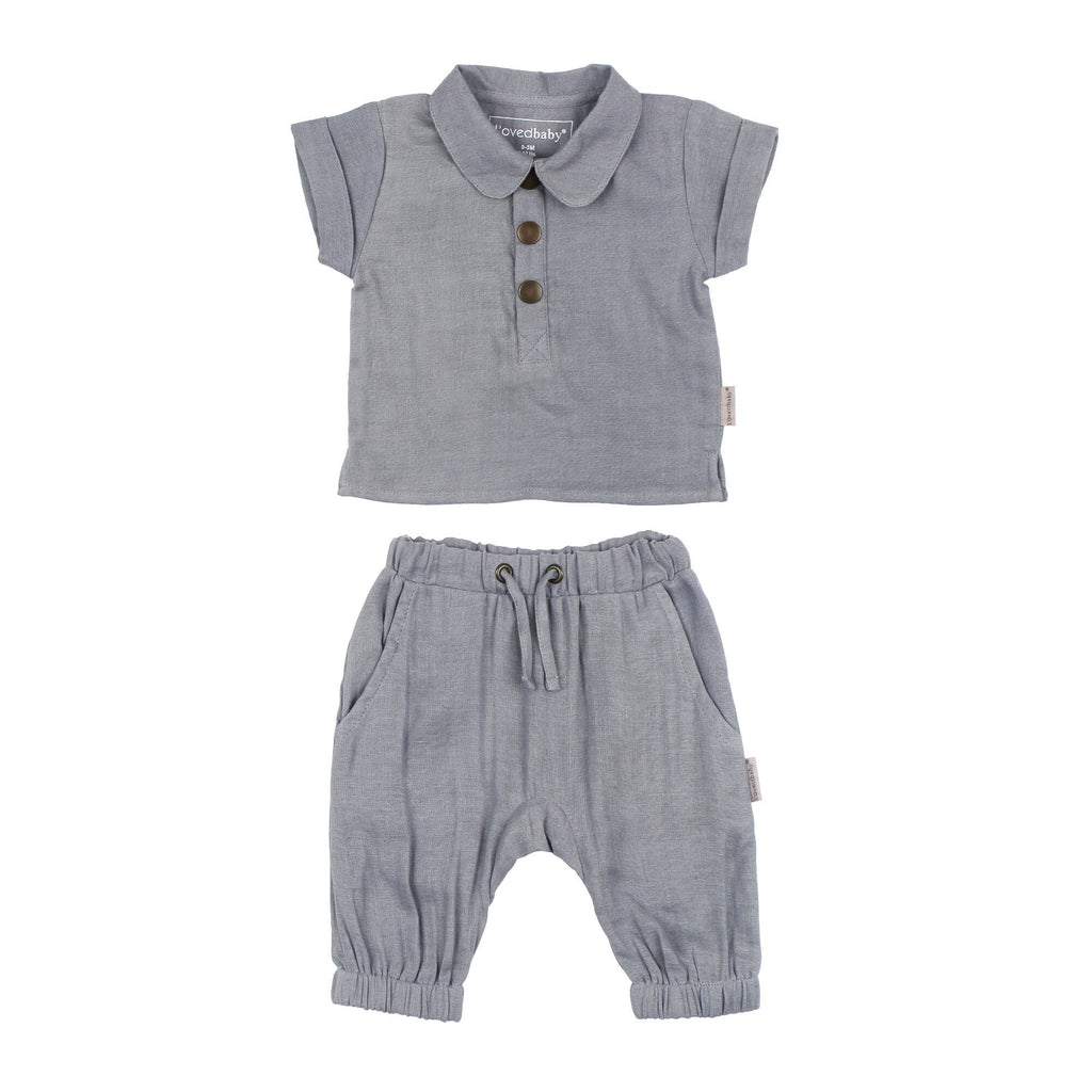 Blueberry - Organic Muslin Tee & Harem Pant Set