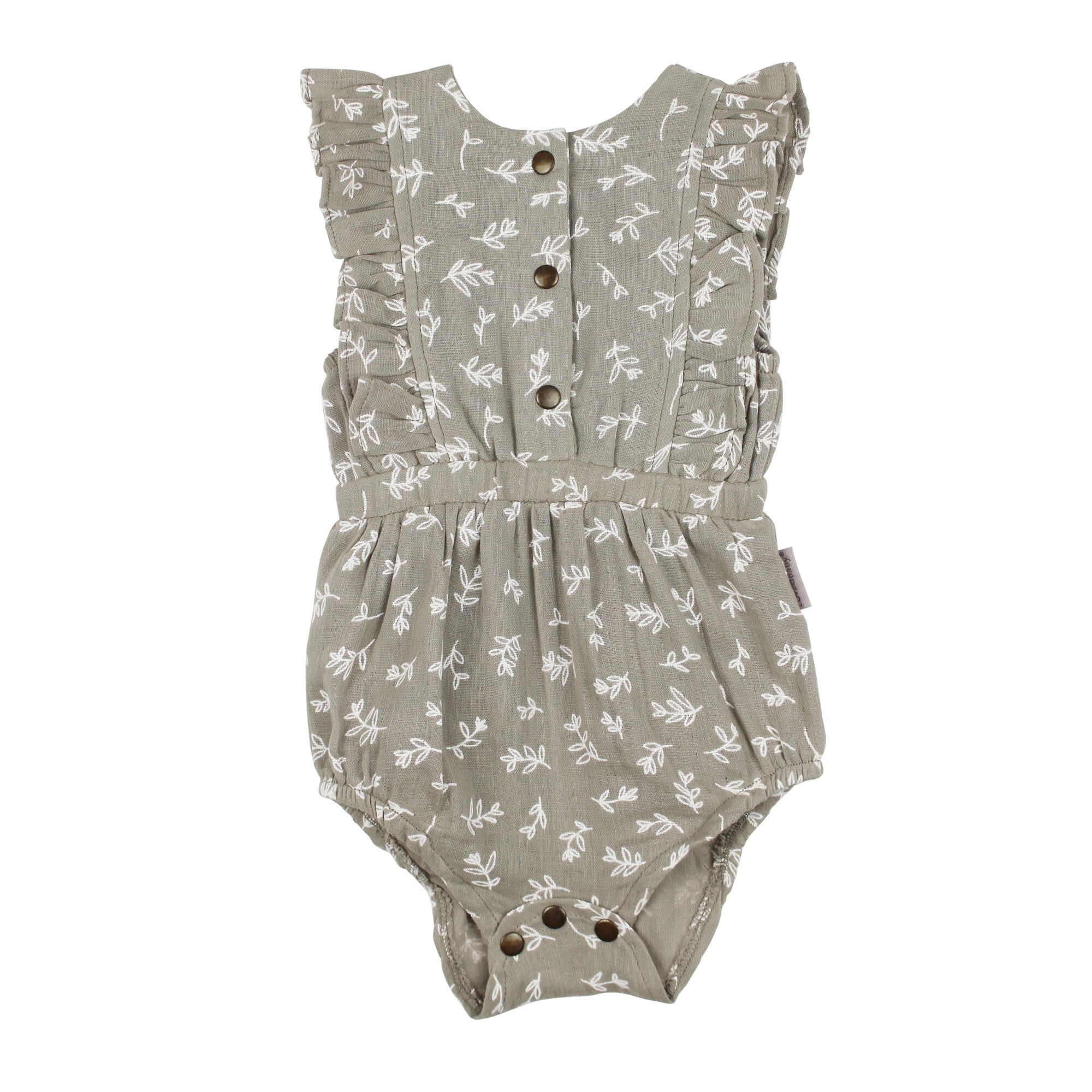 Fawn Leaves - Organic Muslin Ruffle Bodysuit