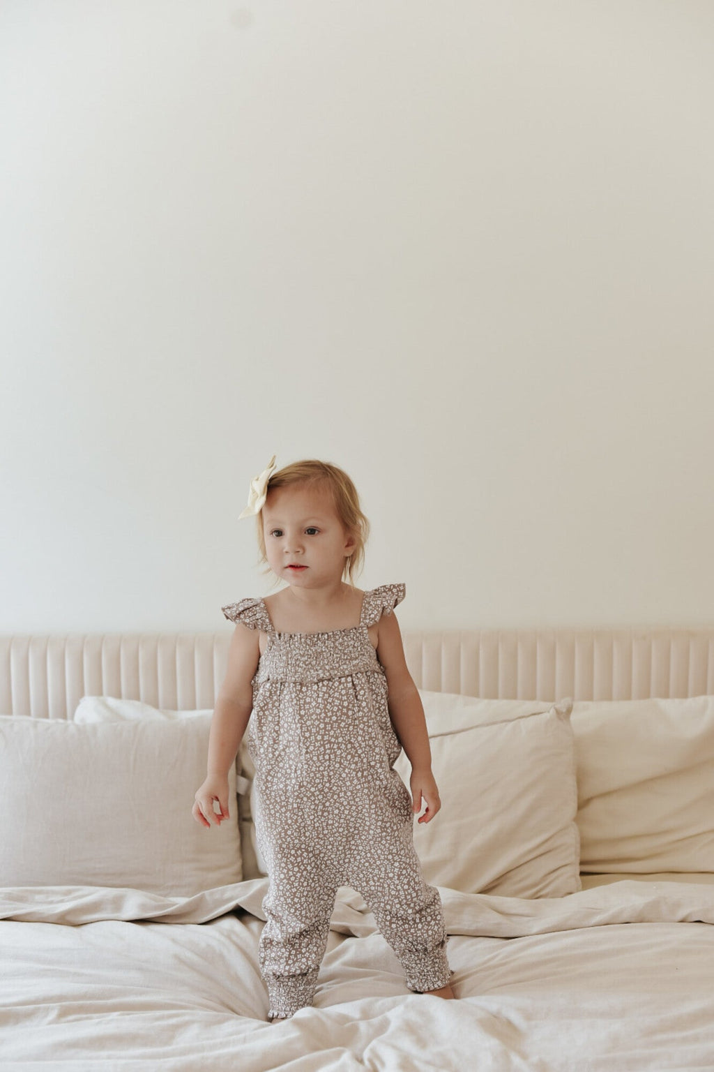 Almond Floral - Organic Muslin Sleeveless Romper