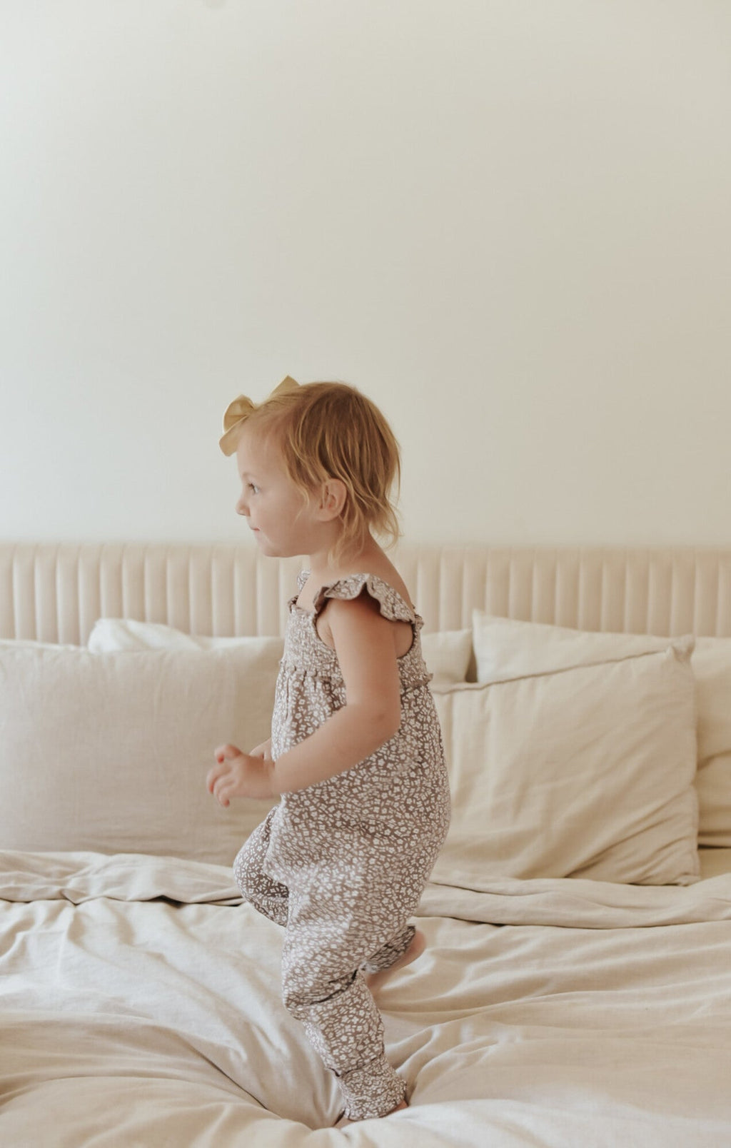 Almond Floral - Organic Muslin Sleeveless Romper