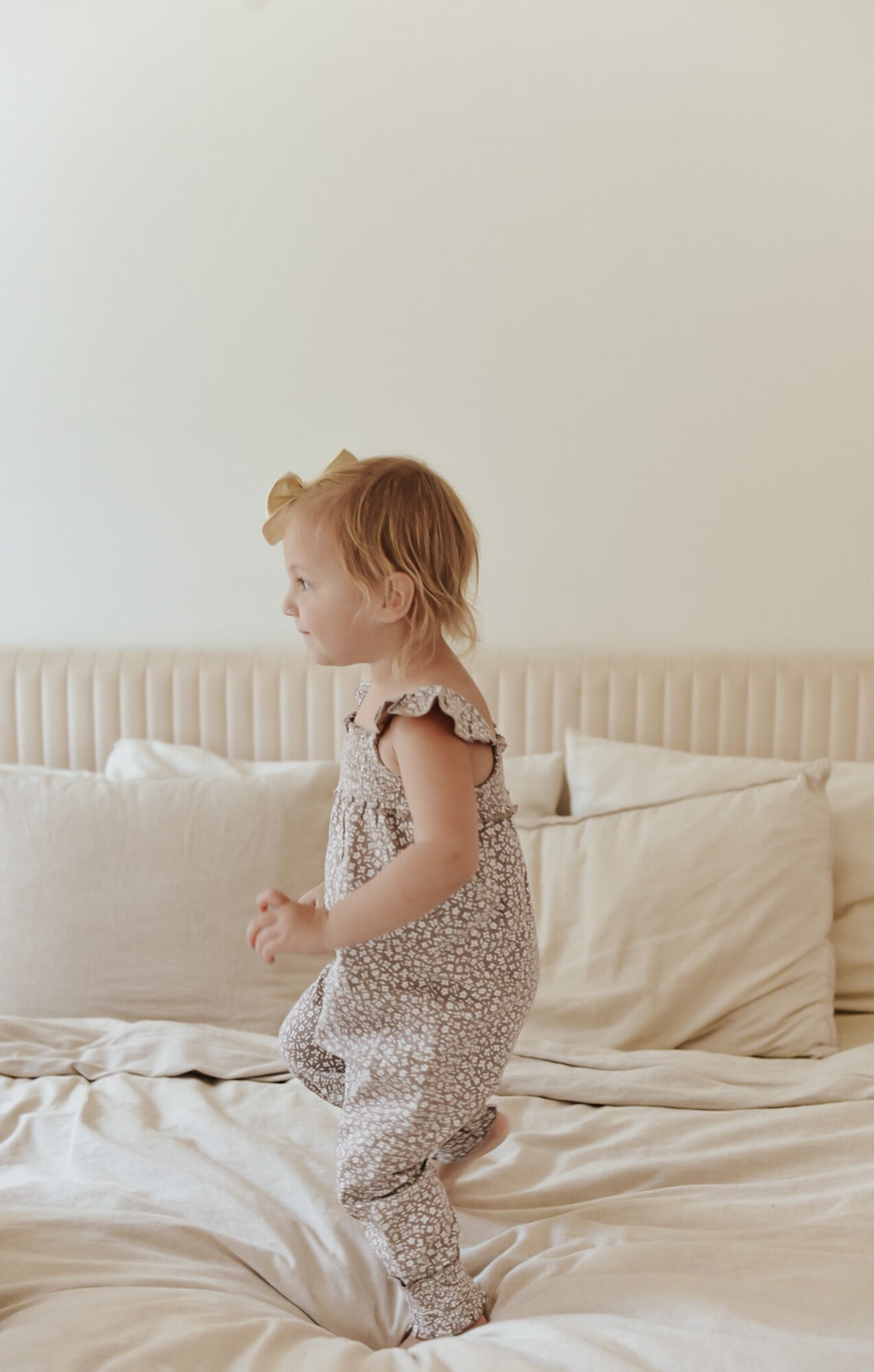 Almond Floral - Organic Muslin Sleeveless Romper