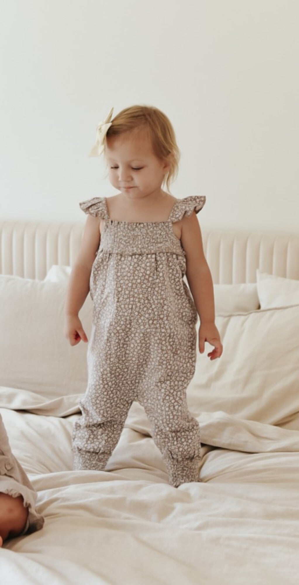 Almond Floral - Organic Muslin Sleeveless Romper