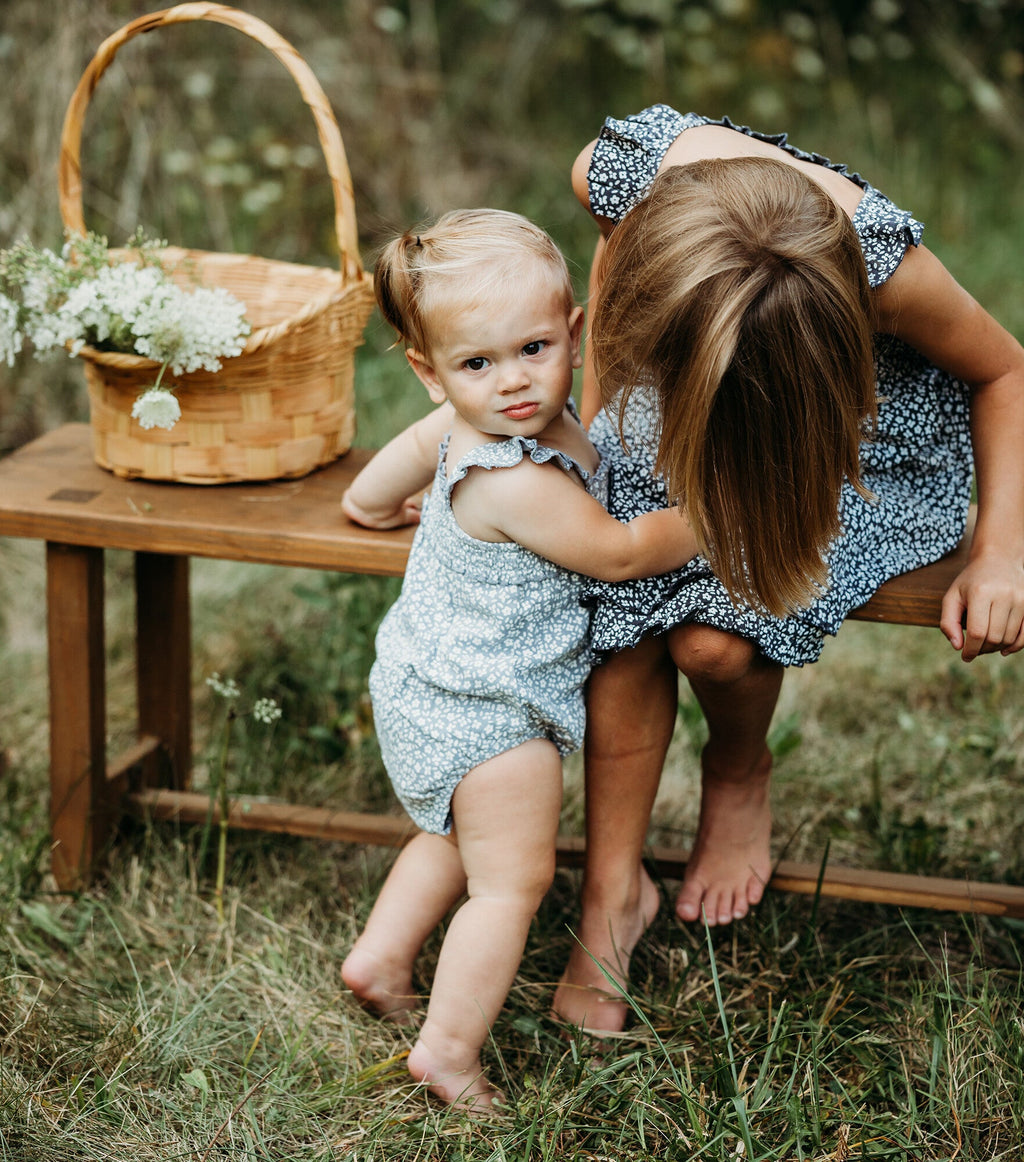 Blueberry Floral - Organic Muslin Sleeveless Bodysuit