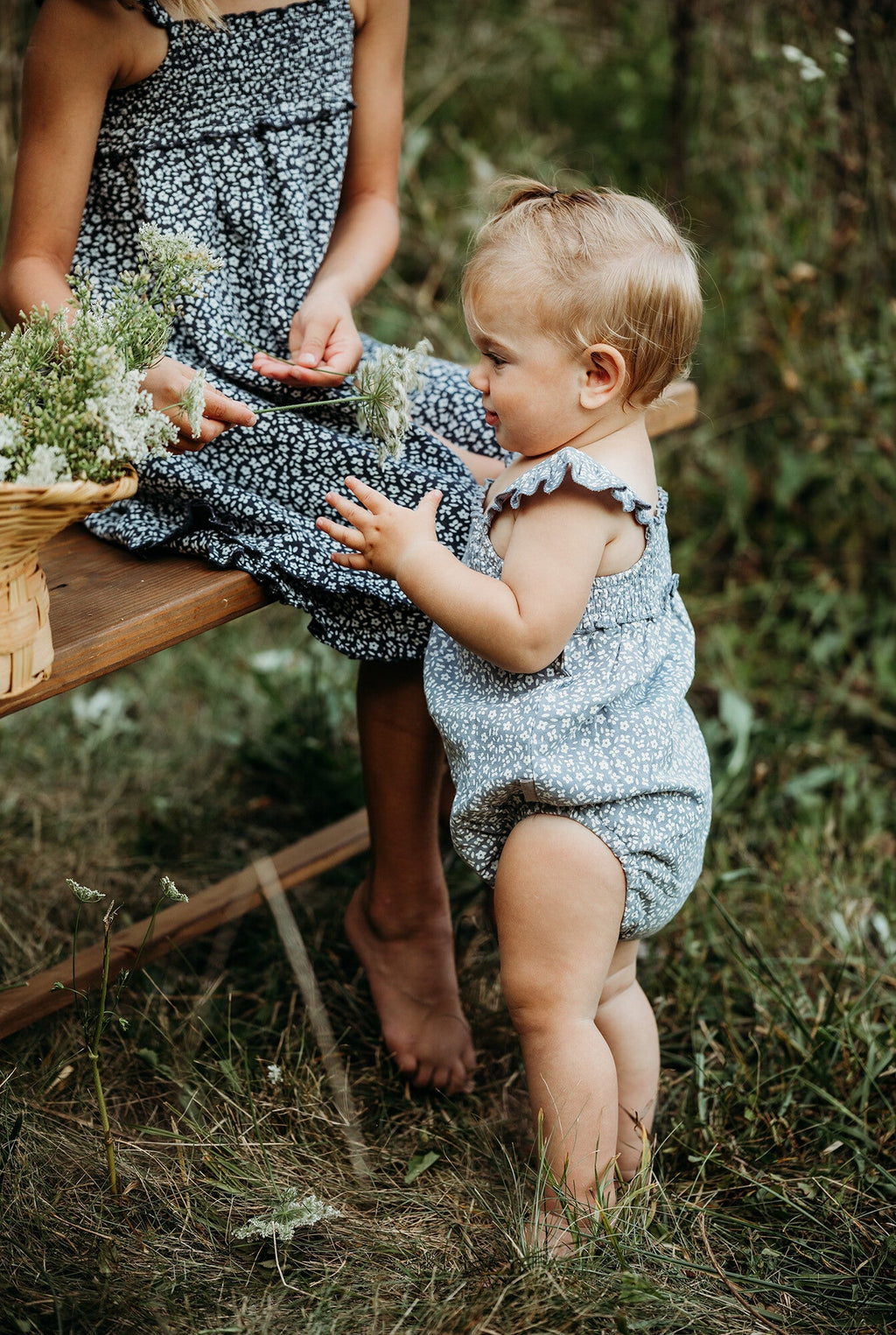 Blueberry Floral - Organic Muslin Sleeveless Bodysuit