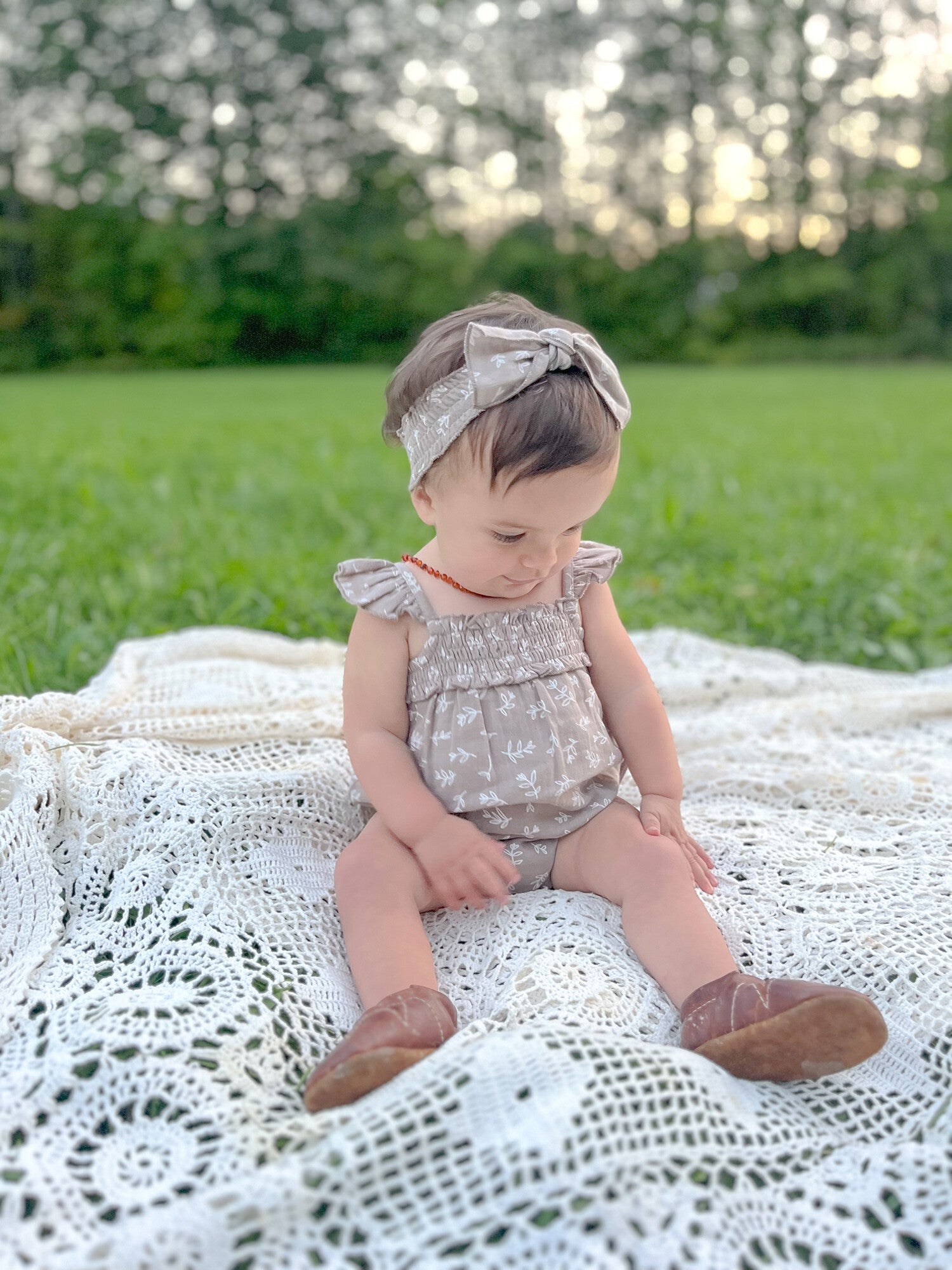 Fawn Leaves - Organic Muslin Sleeveless Bodysuit
