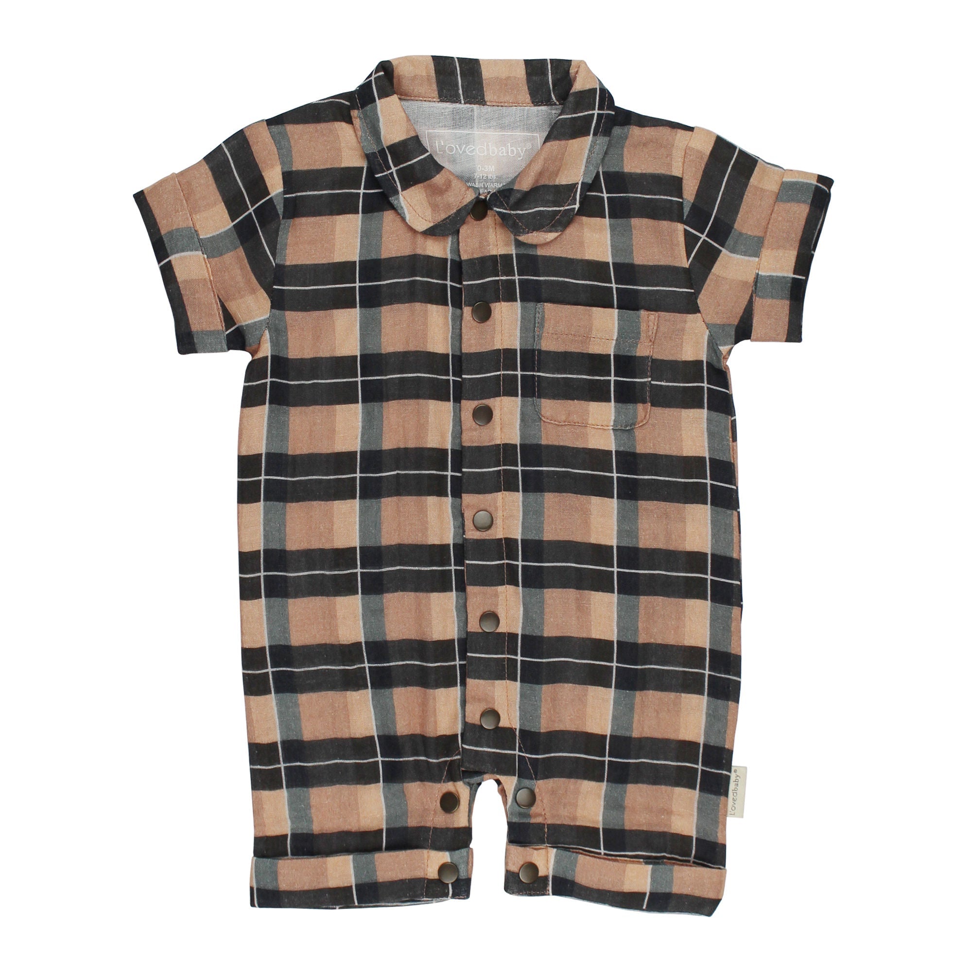 Adobe Chia Plaid - Organic Muslin S/Sleeve Coverall