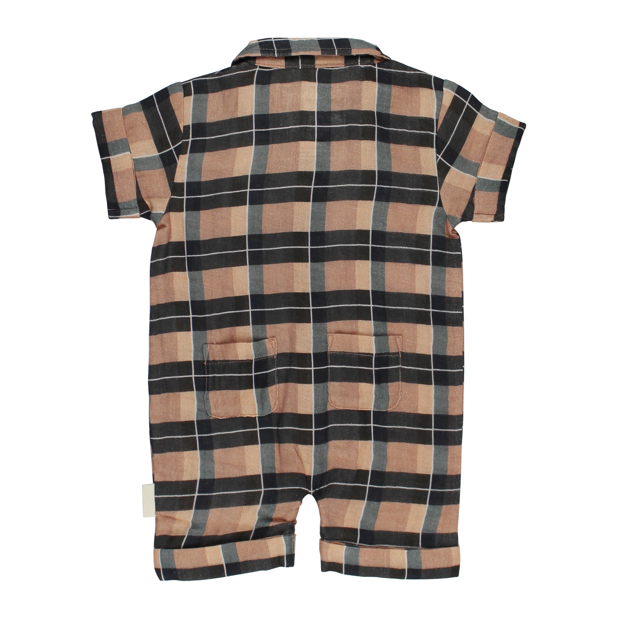 Adobe Chia Plaid - Organic Muslin S/Sleeve Coverall
