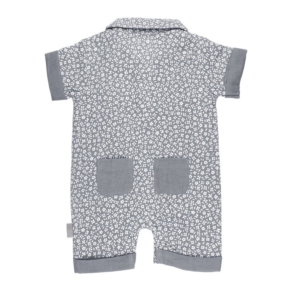 Blueberry Floral - Organic Muslin S/Sleeve Coverall