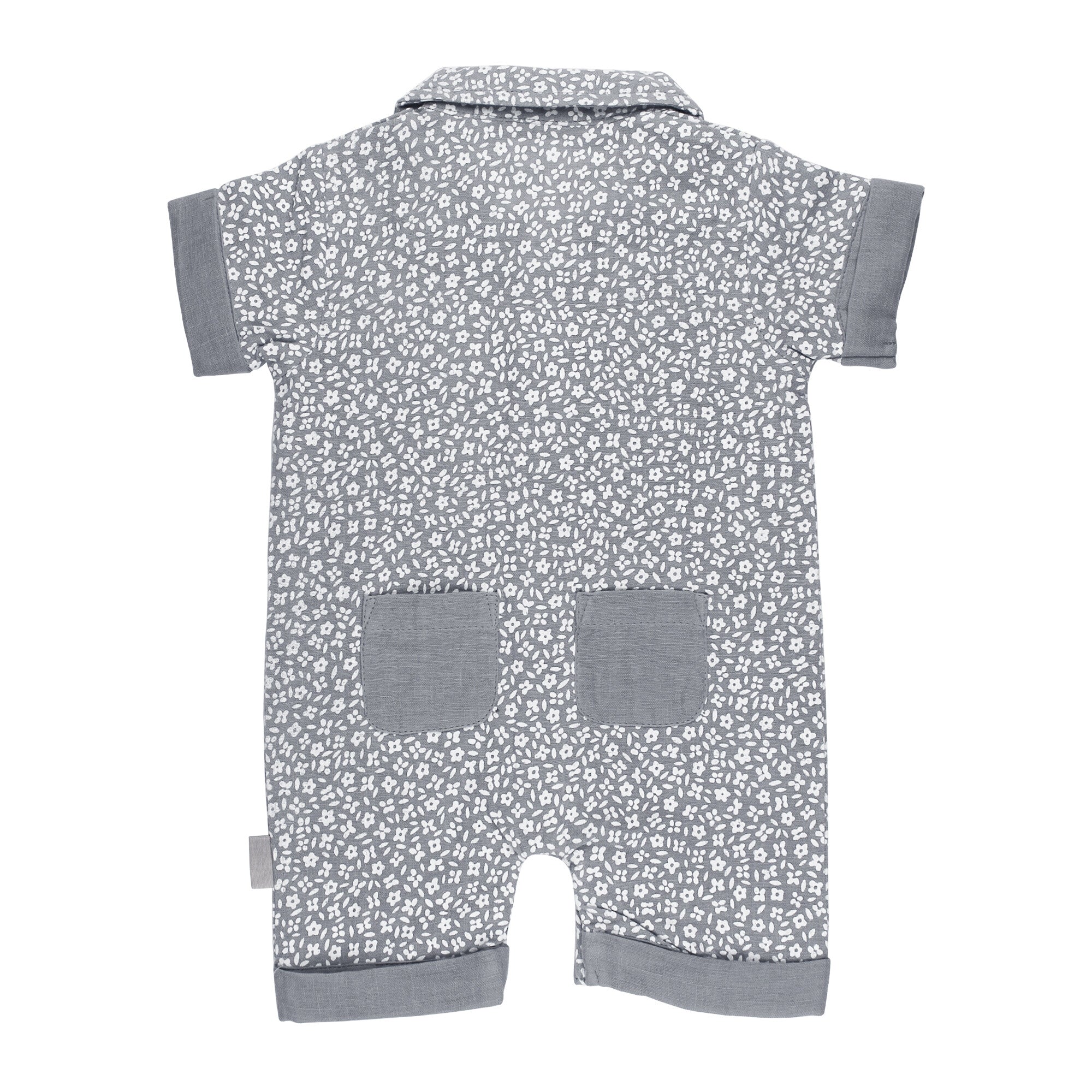 Blueberry Floral - Organic Muslin S/Sleeve Coverall