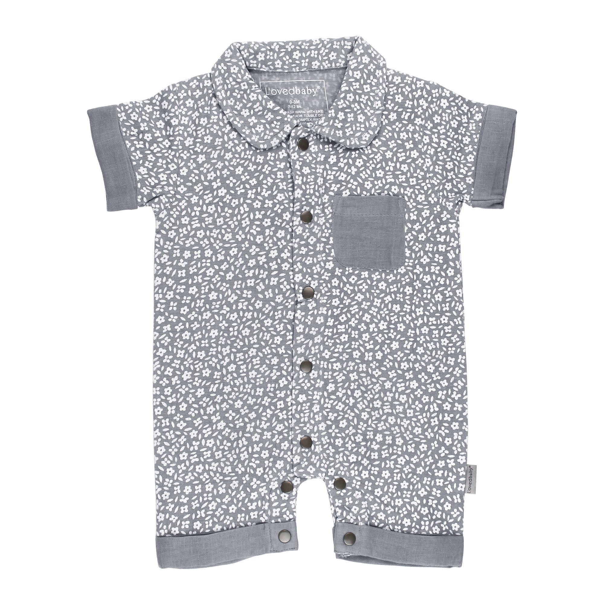 Blueberry Floral - Organic Muslin S/Sleeve Coverall