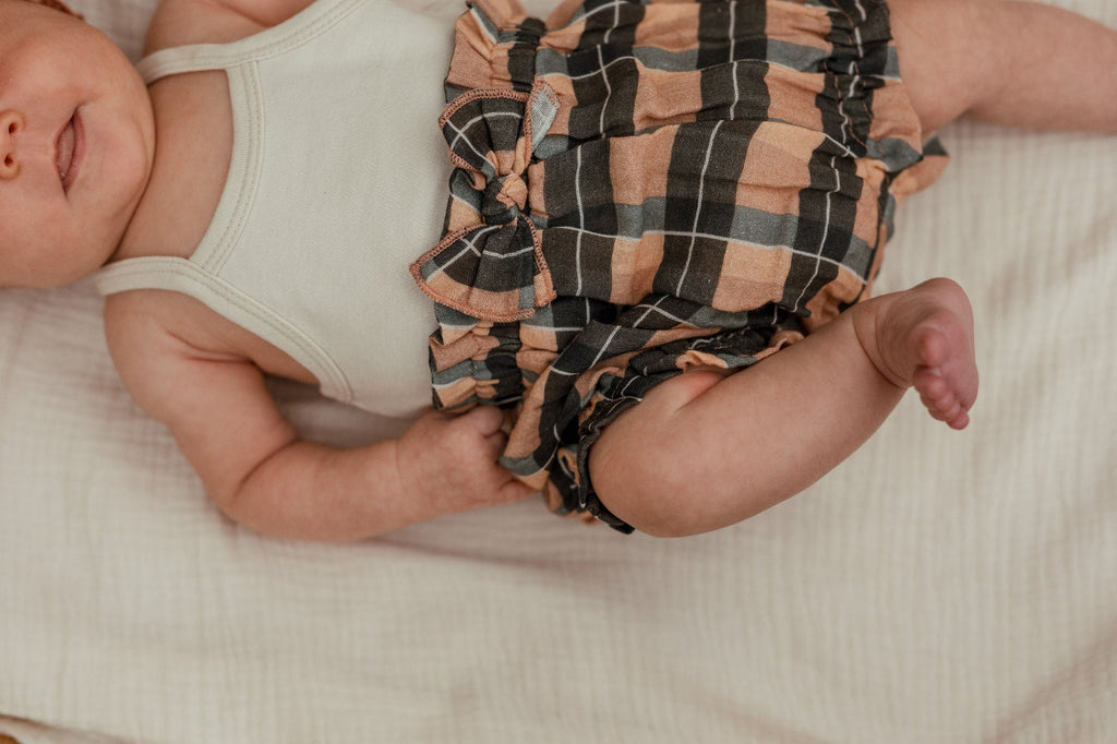 Adobe Chia Plaid - Organic Muslin Ruffle Bloomer