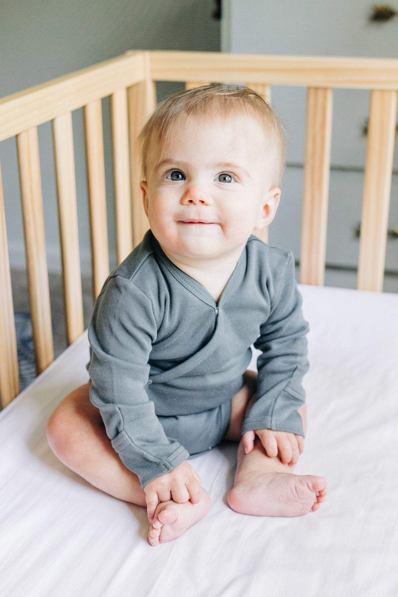 Gray - Organic Kimono Bodysuit
