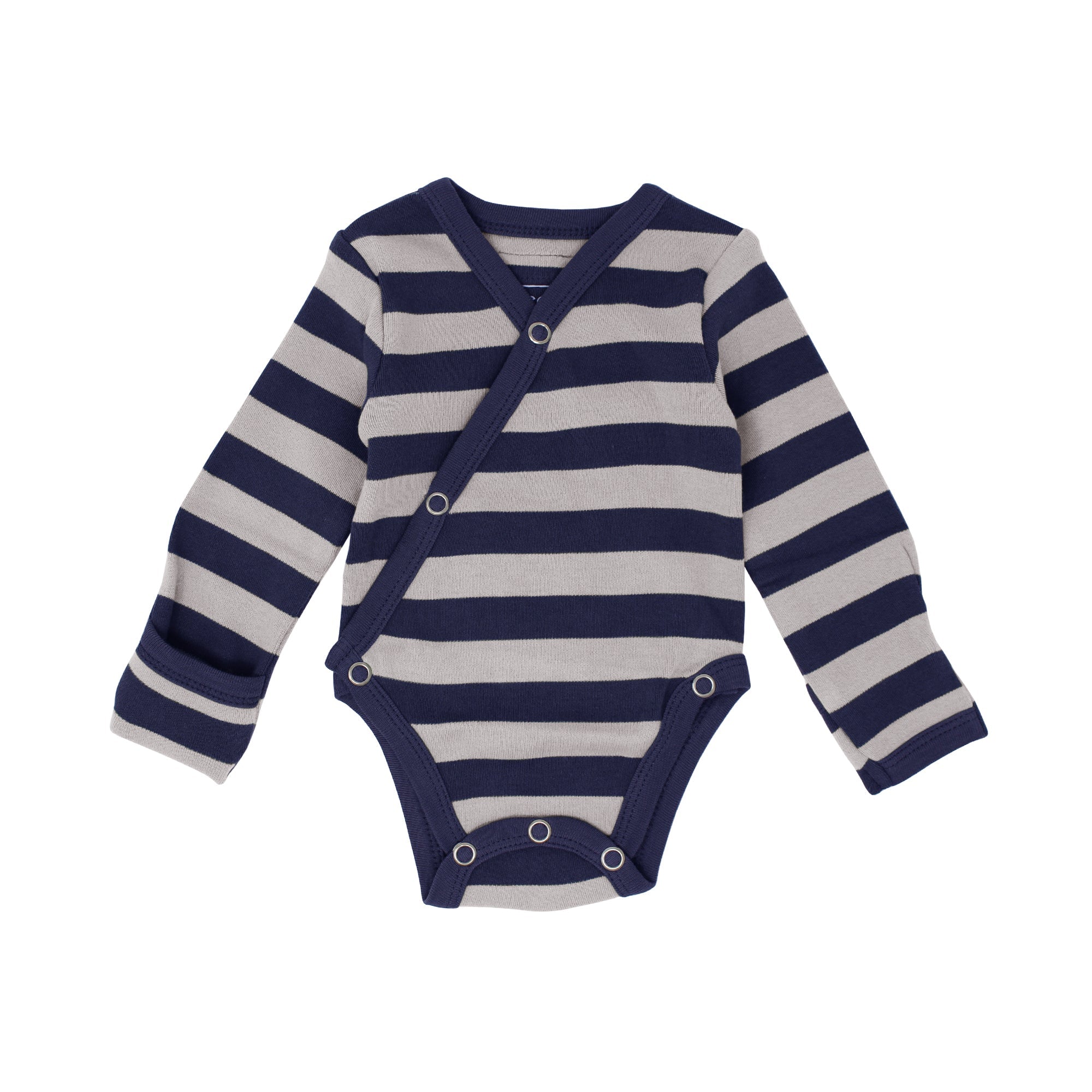 Navy/Light Gray Stripe - Organic Kimono Bodysuit