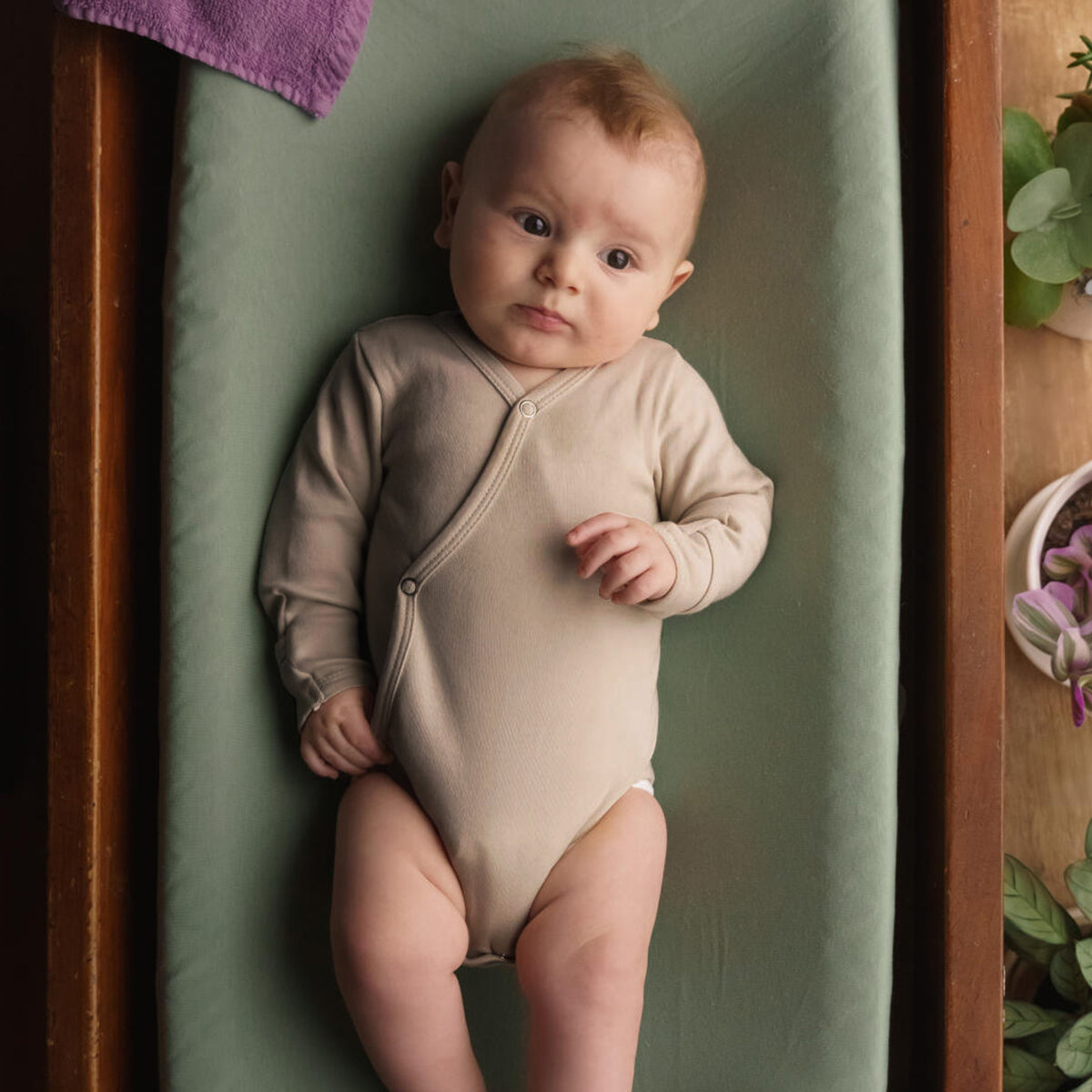 Oatmeal - Organic Kimono Bodysuit