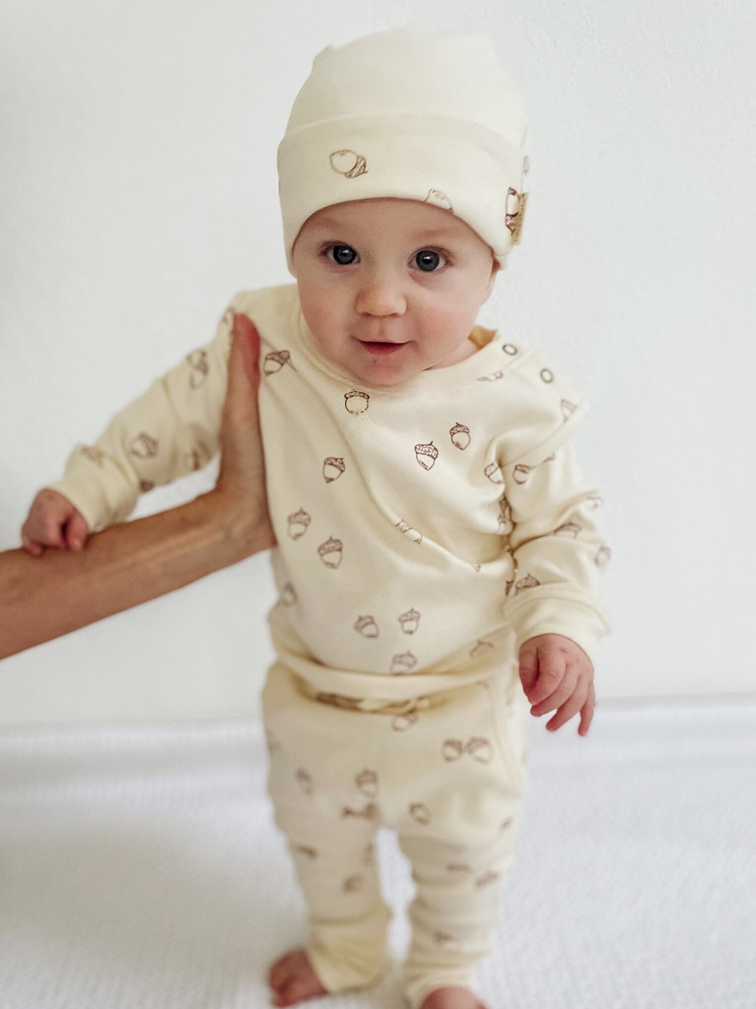 Buttercream Acorn - Reversible Organic Beanie