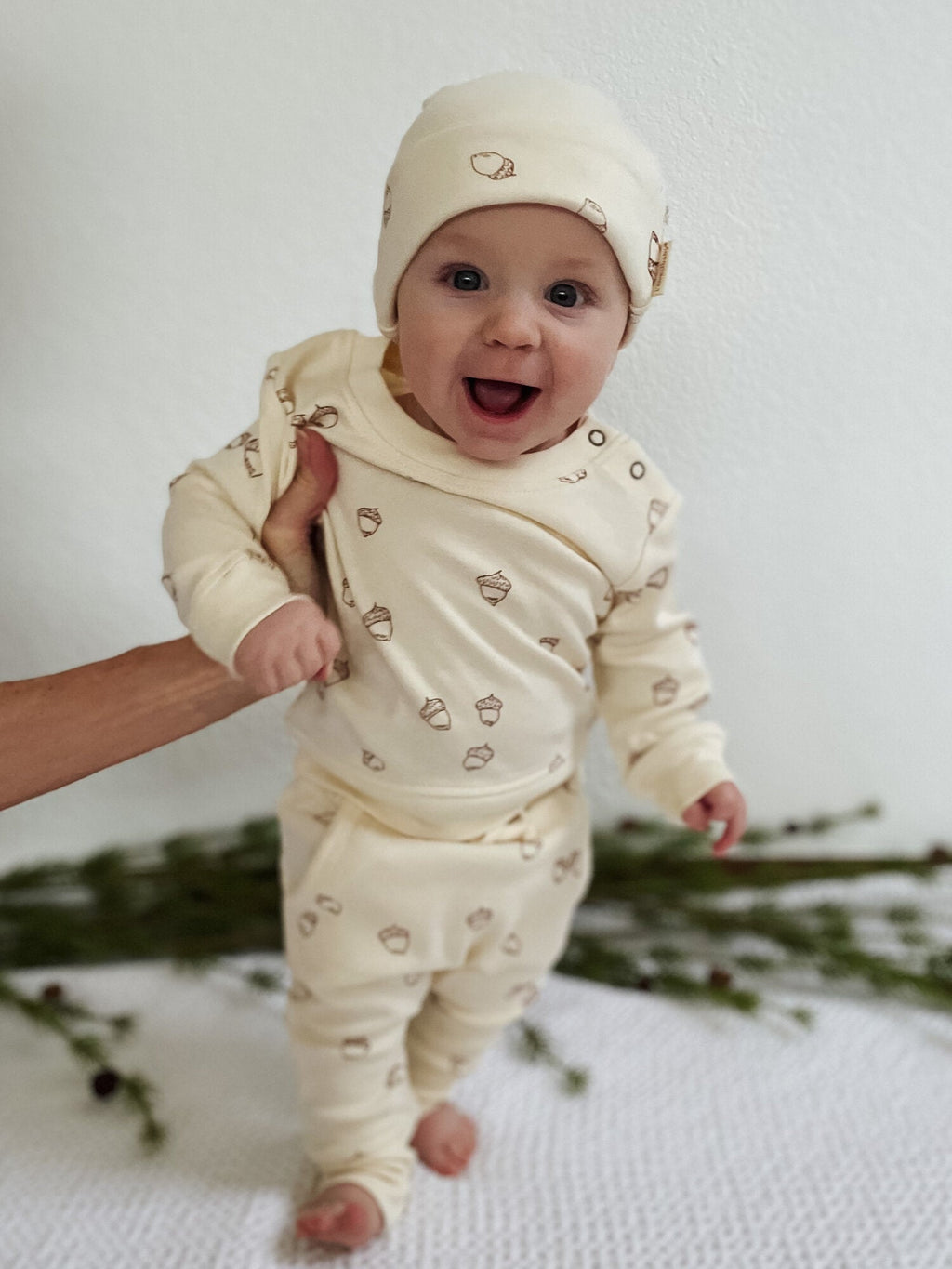 Buttercream Acorn - Reversible Organic Beanie