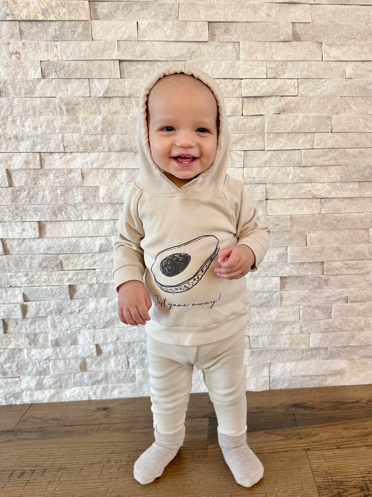 Stone Avocado - Kids' Organic Raglan Hoodie