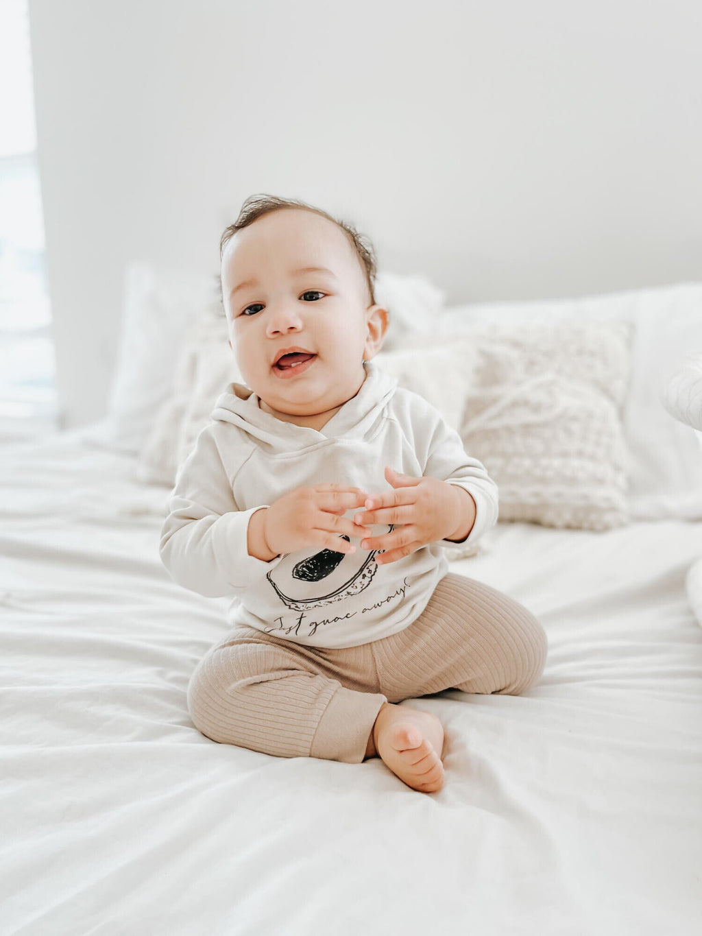 Stone Avocado - Kids' Organic Raglan Hoodie