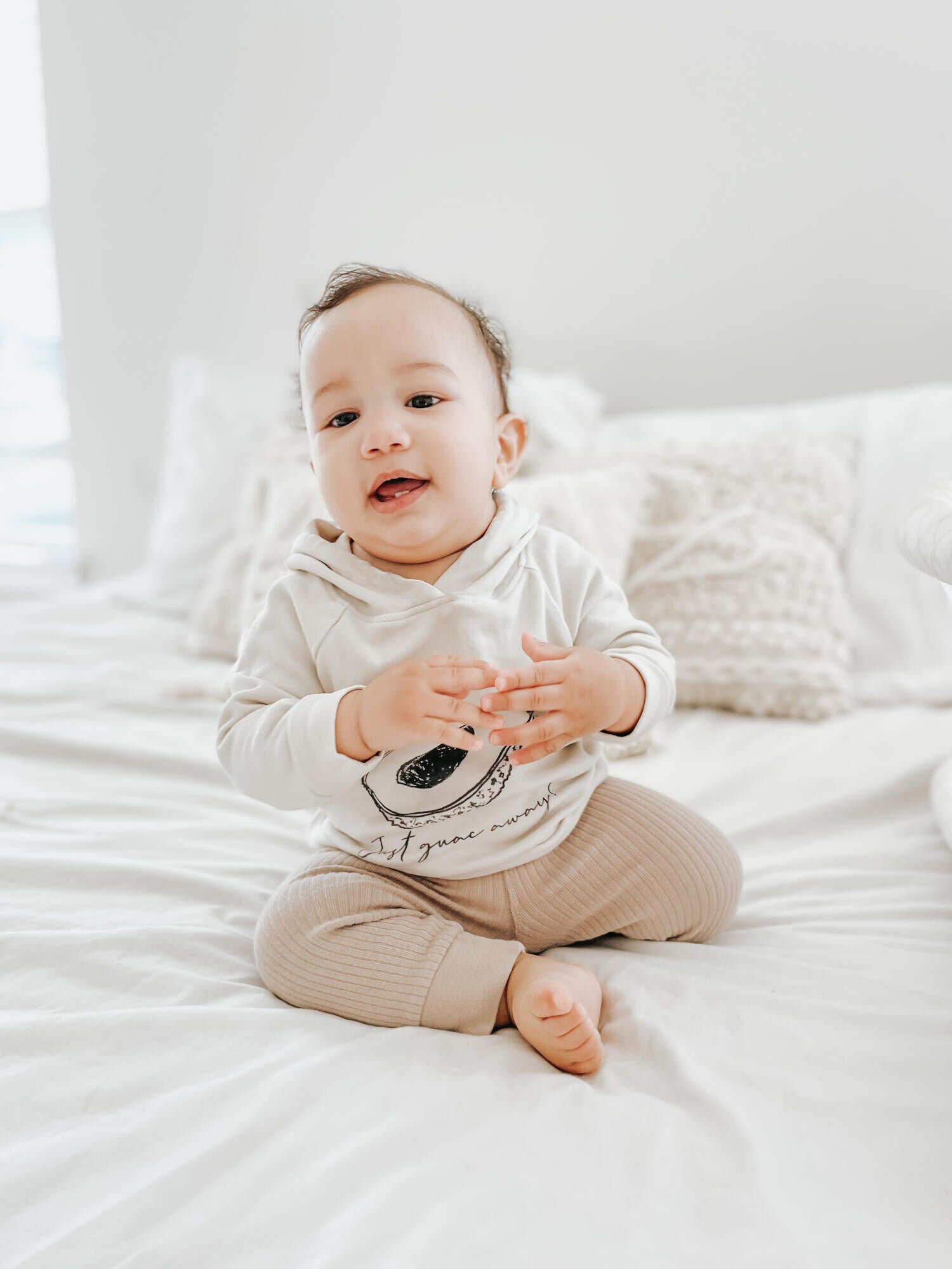 Stone Avocado - Kids' Organic Raglan Hoodie