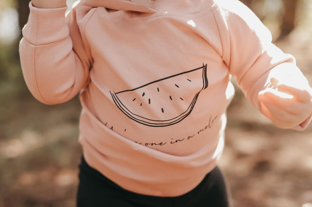 Mauve Watermelon - Kids' Organic Raglan Hoodie