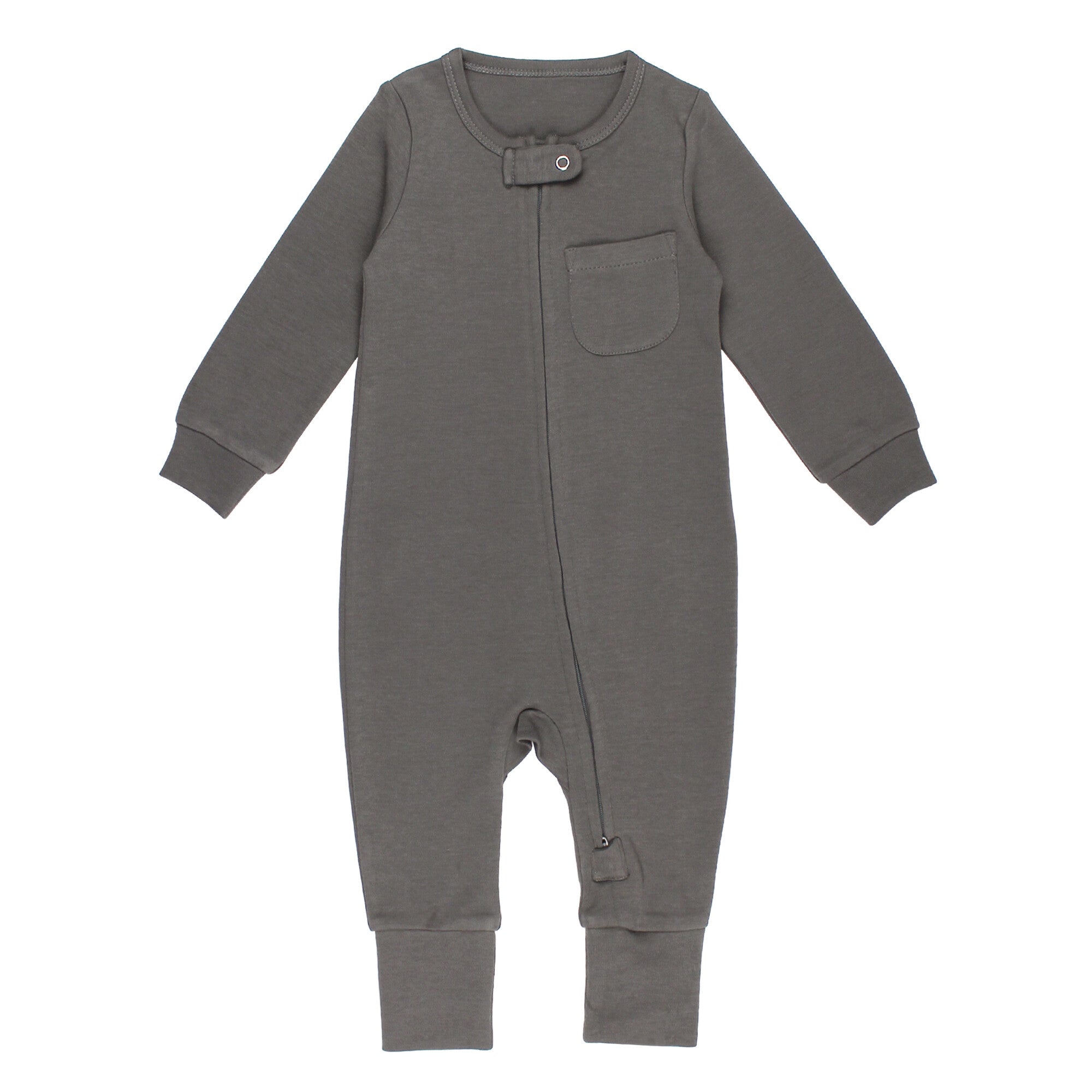 Gray - Organic Zipper Romper