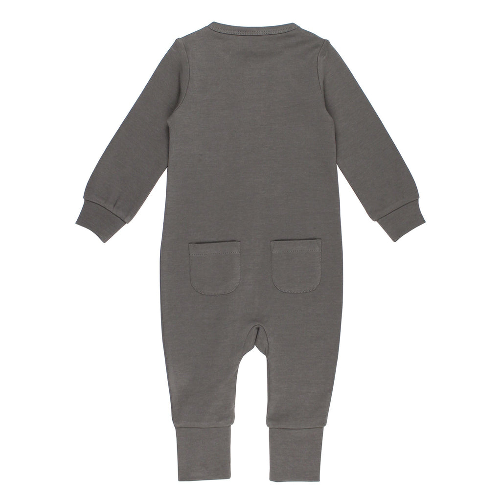 Gray - Organic Zipper Romper