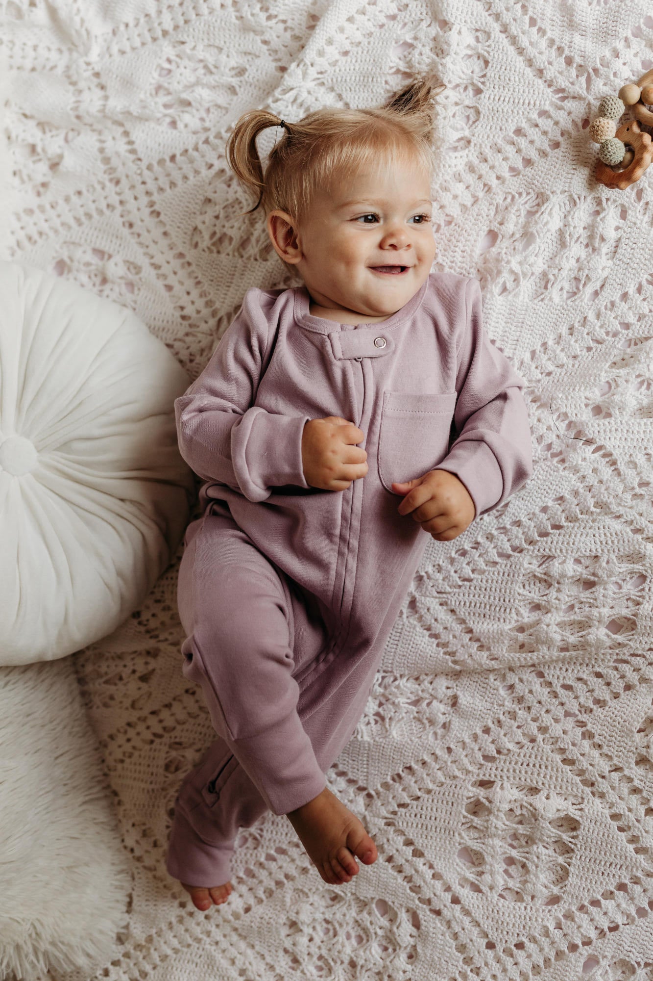 Lavender - Organic Zipper Romper