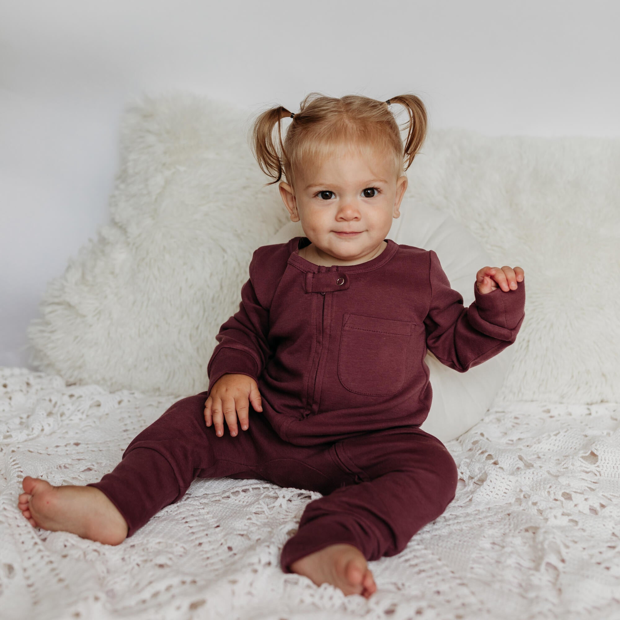Plum - Organic Zipper Romper