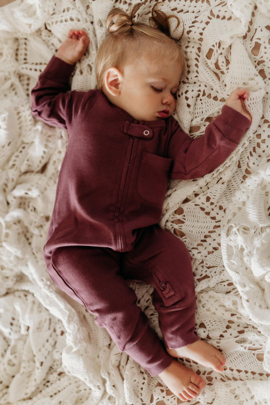 Plum - Organic Zipper Romper