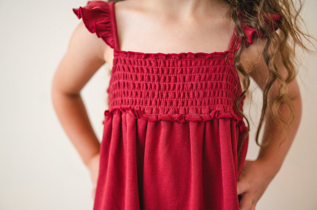 Crimson - Kids' Organic Smocked Summer Dress