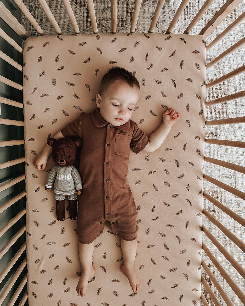 Oatmeal Feather - Organic Crib Sheets