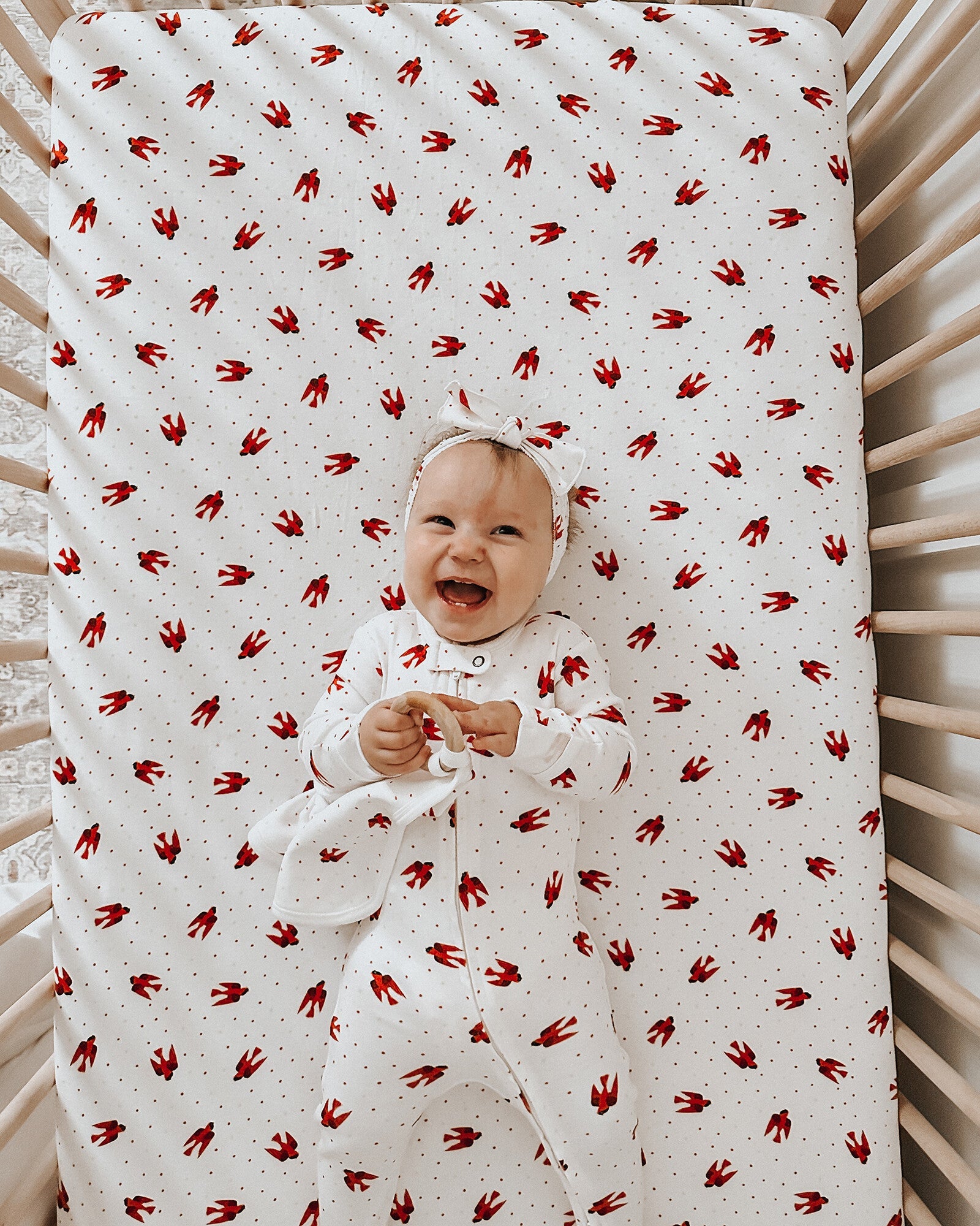 Red Bird - Organic Crib Sheets
