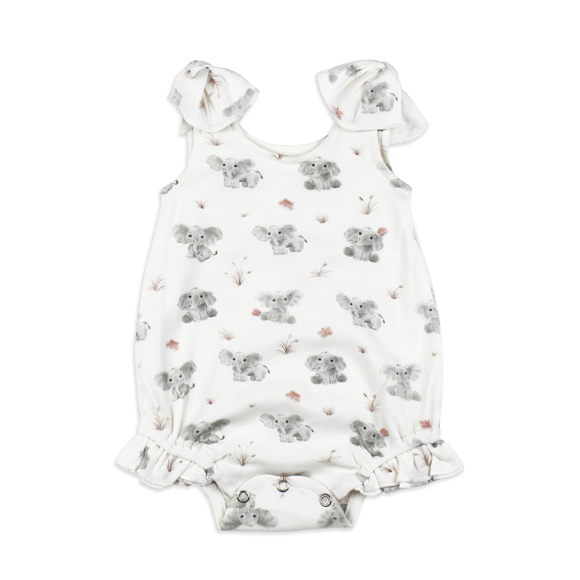 Baby Elephant - Organic Bowtie Shoulder Bodysuit