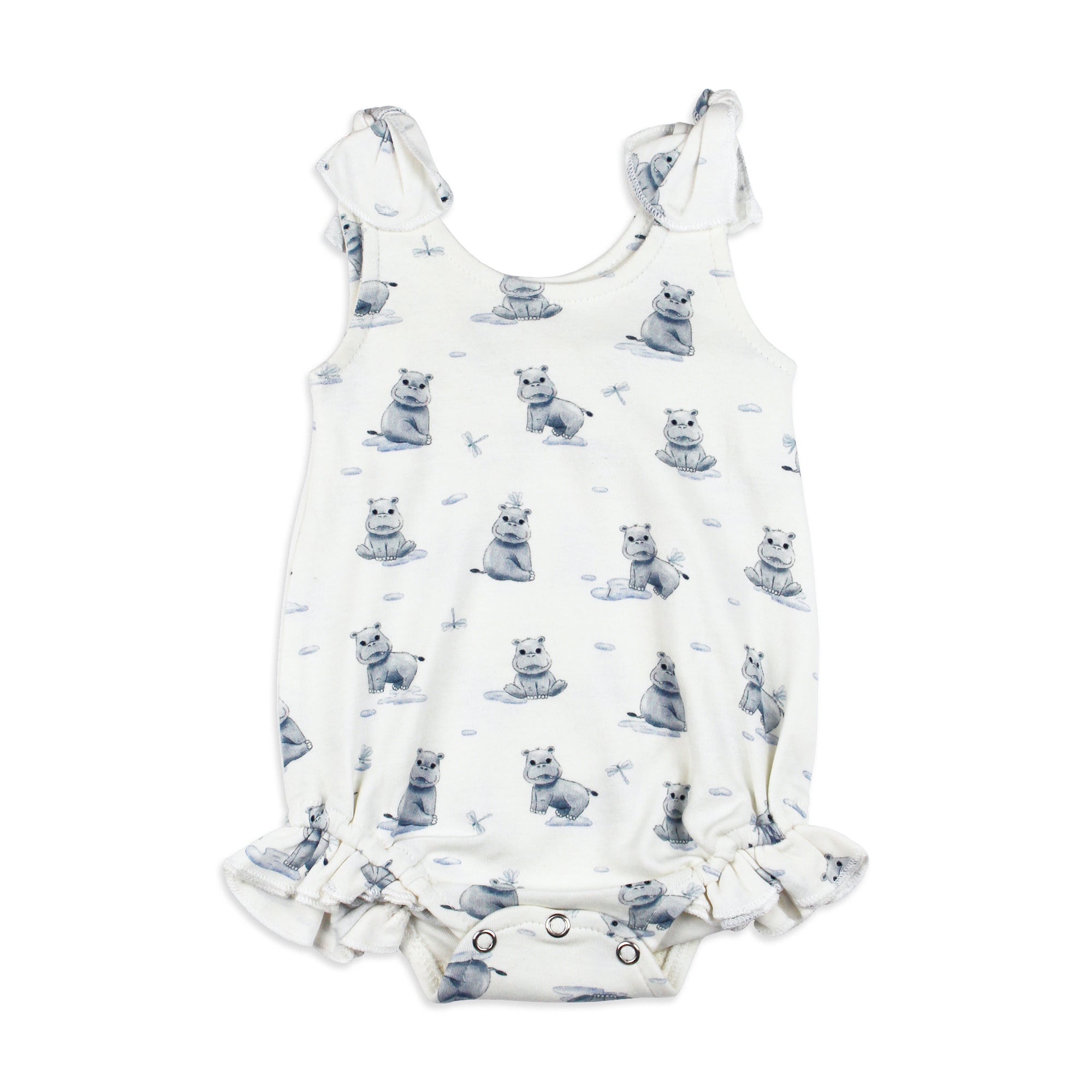 Baby Hippo - Organic Bowtie Shoulder Bodysuit