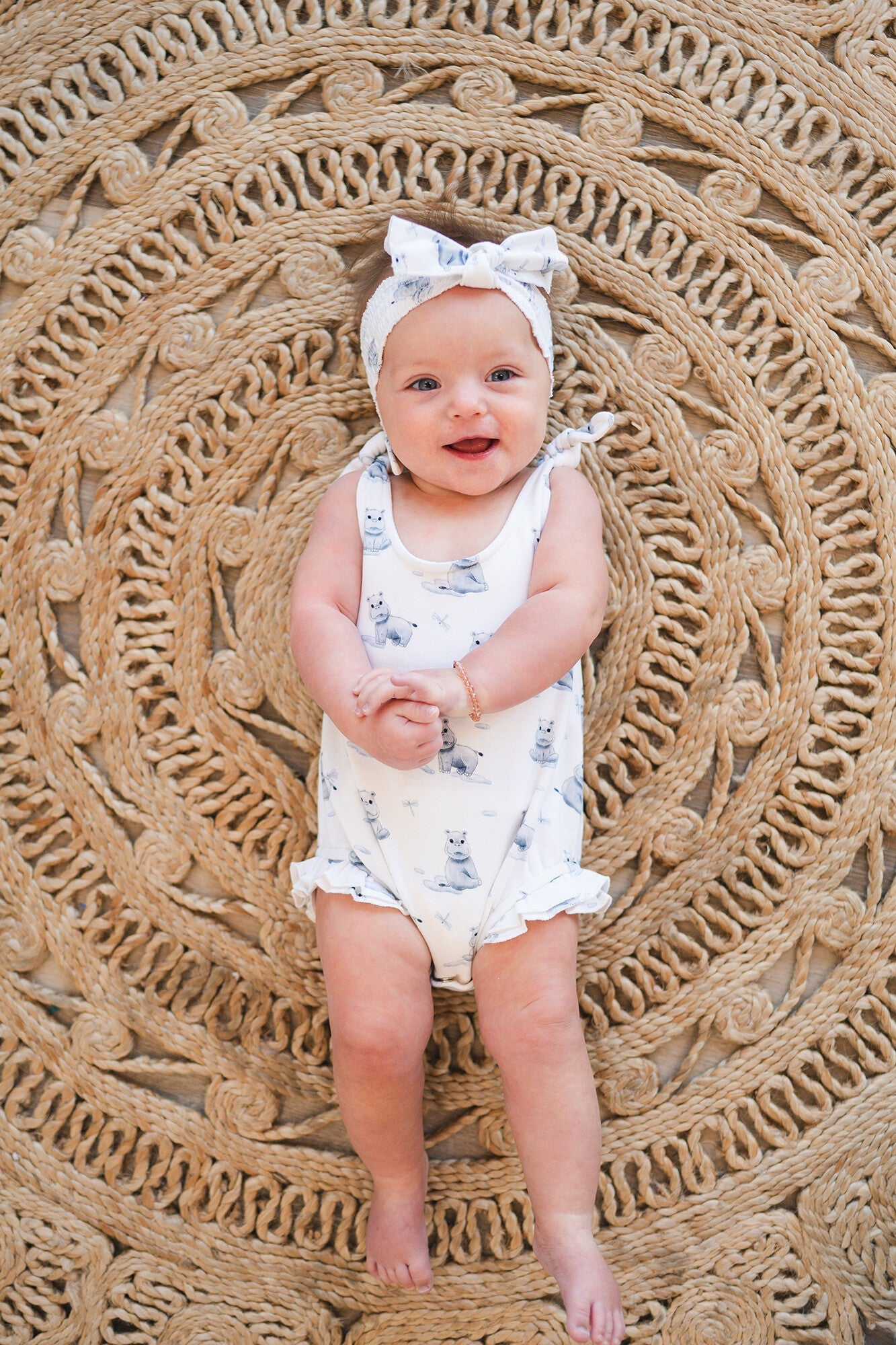 Baby Hippo - Organic Bowtie Shoulder Bodysuit